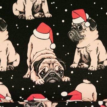 larissastoffe Stoff Weihnachtsstoff French Terry Mops, Sweat Hund, Meterware, 50 cm x 140 cm