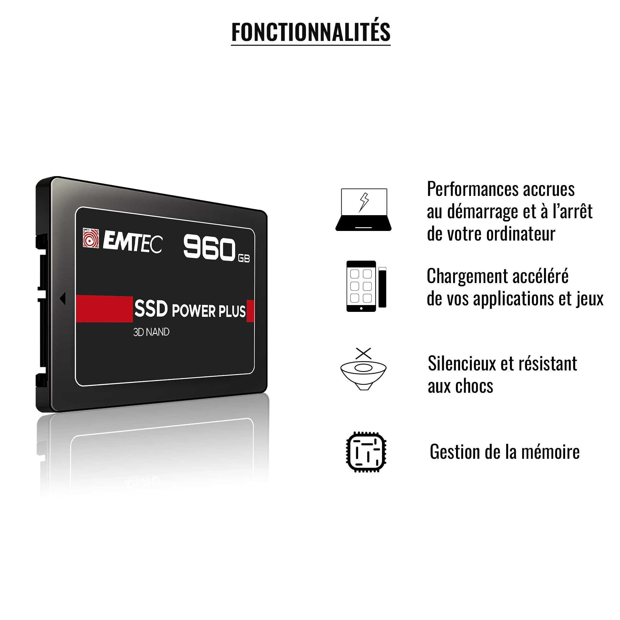 EMTEC EMTEC X150 SSD Power Plus 2 TB HDD-Festplatte, 2 TB interne SATA III SSD, hohe Transferrate