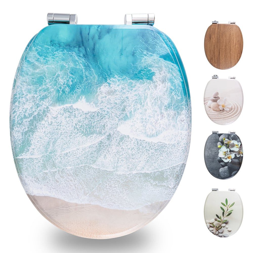 Benkstein WC-Sitz Premium WC-Deckel antibakteriell, bedruckter Deckel, Duroplast Klodeckel mit Quick-Release-Funktion und Absenkautomatik