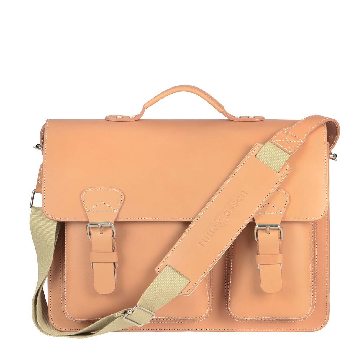 Ruitertassen Aktentasche "Classic Adult Premium" Damen Herren 40x30cm mit 2 Fächern, 40 cm Lehrertasche mit 2 Fächern, Notebookfach, rustikales Leder