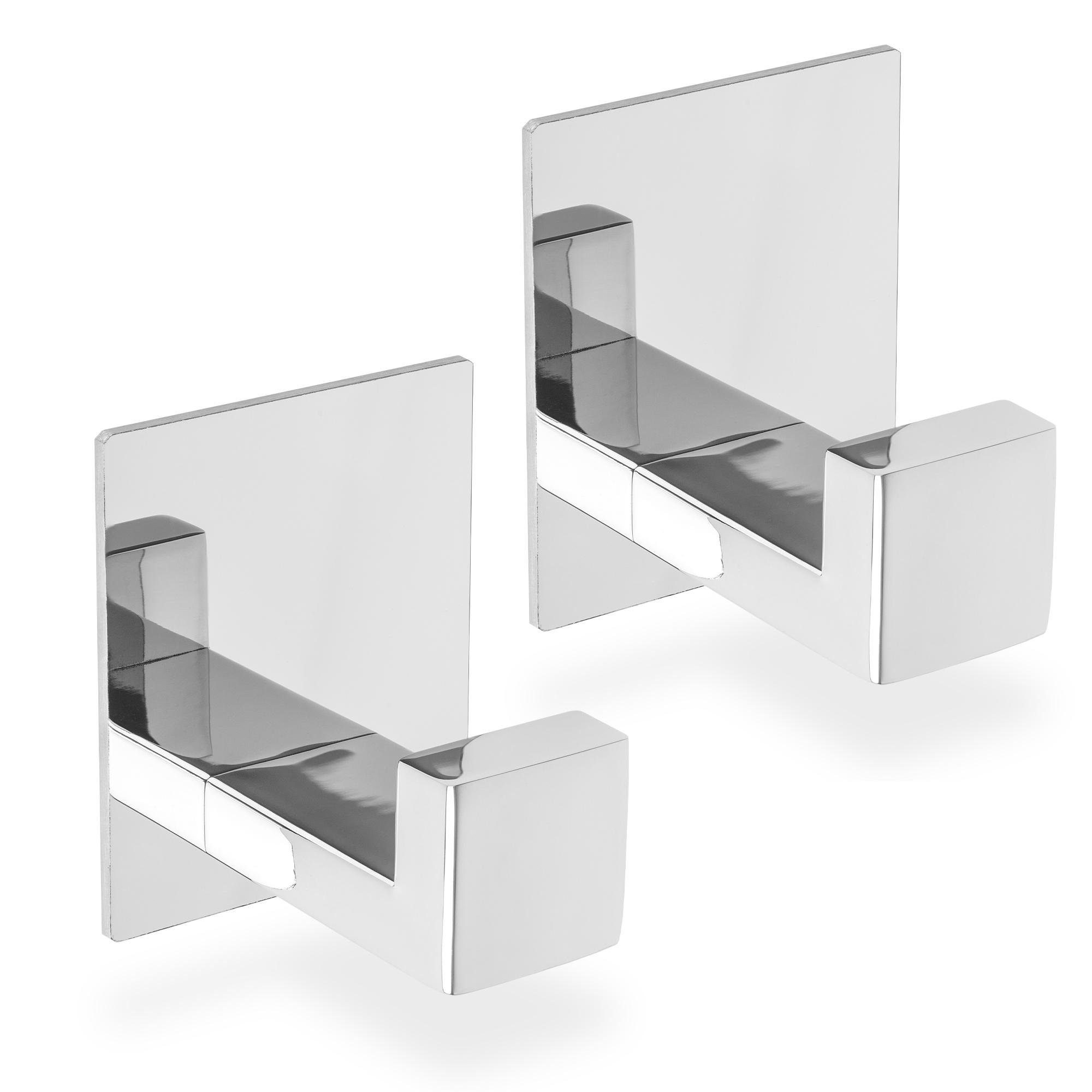 ECENCE Handtuchhalter 2x Handtuchhaken ohne Bohren selbstklebend Chrom