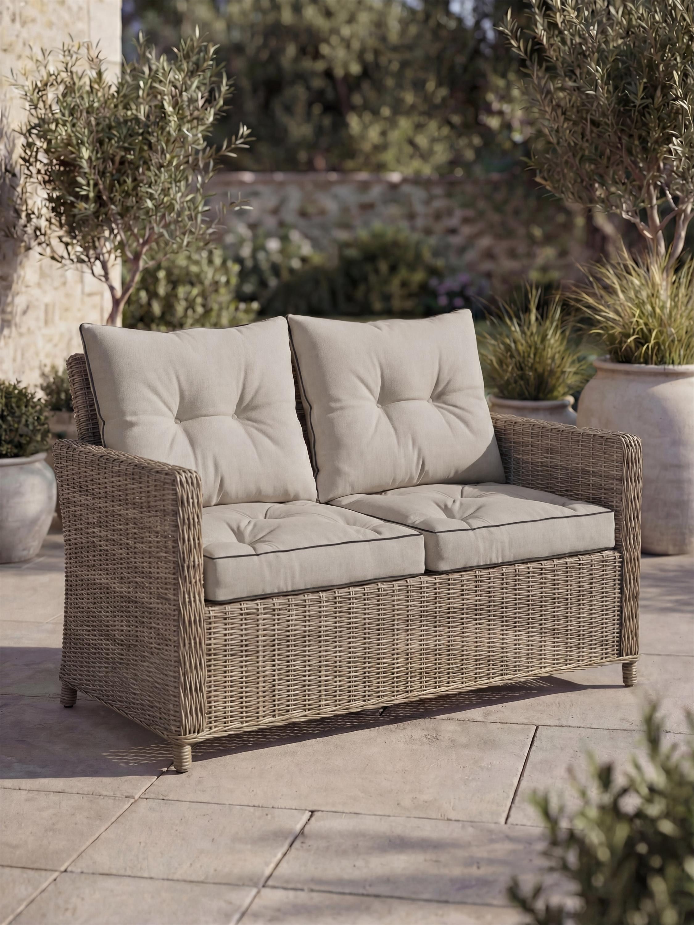 Aspero Sitzauflage Set Stuhl- und Rückenkissen 50x50 cm & 50x40 cm, Gepolsterte Outdoor Kissen Set mit Steppung