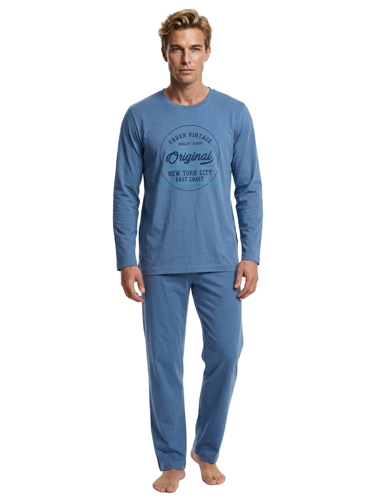 Henry Terre Pyjama Pyjama Set Langarm - Vintage New York City