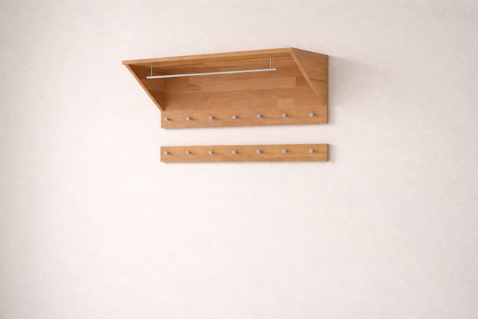 OTTO home Hakenleiste Maximus: 2-teiliges Set, Flurgarderobe, Garderobenleisten, (2 St), 85cm Breit, Teilmassiv, 14Kleiderhaken, 1Kleiderstange, 1Ablagefach
