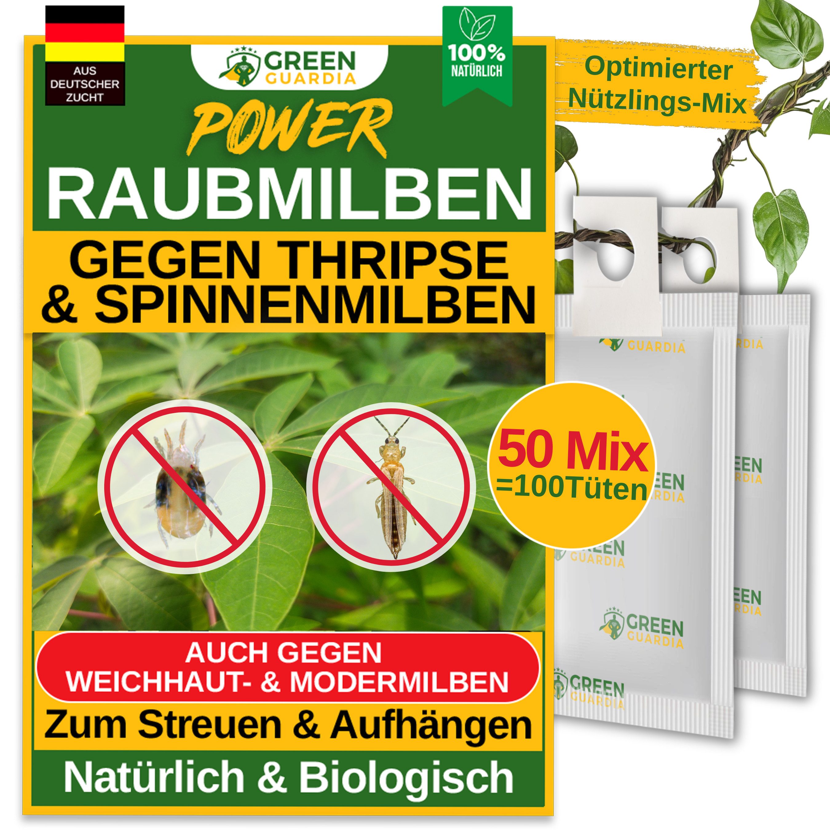 Insektenvernichter Raubmilben Mix gegen Thripse & Spinnmilben - zum Aufhängen od Streuen
