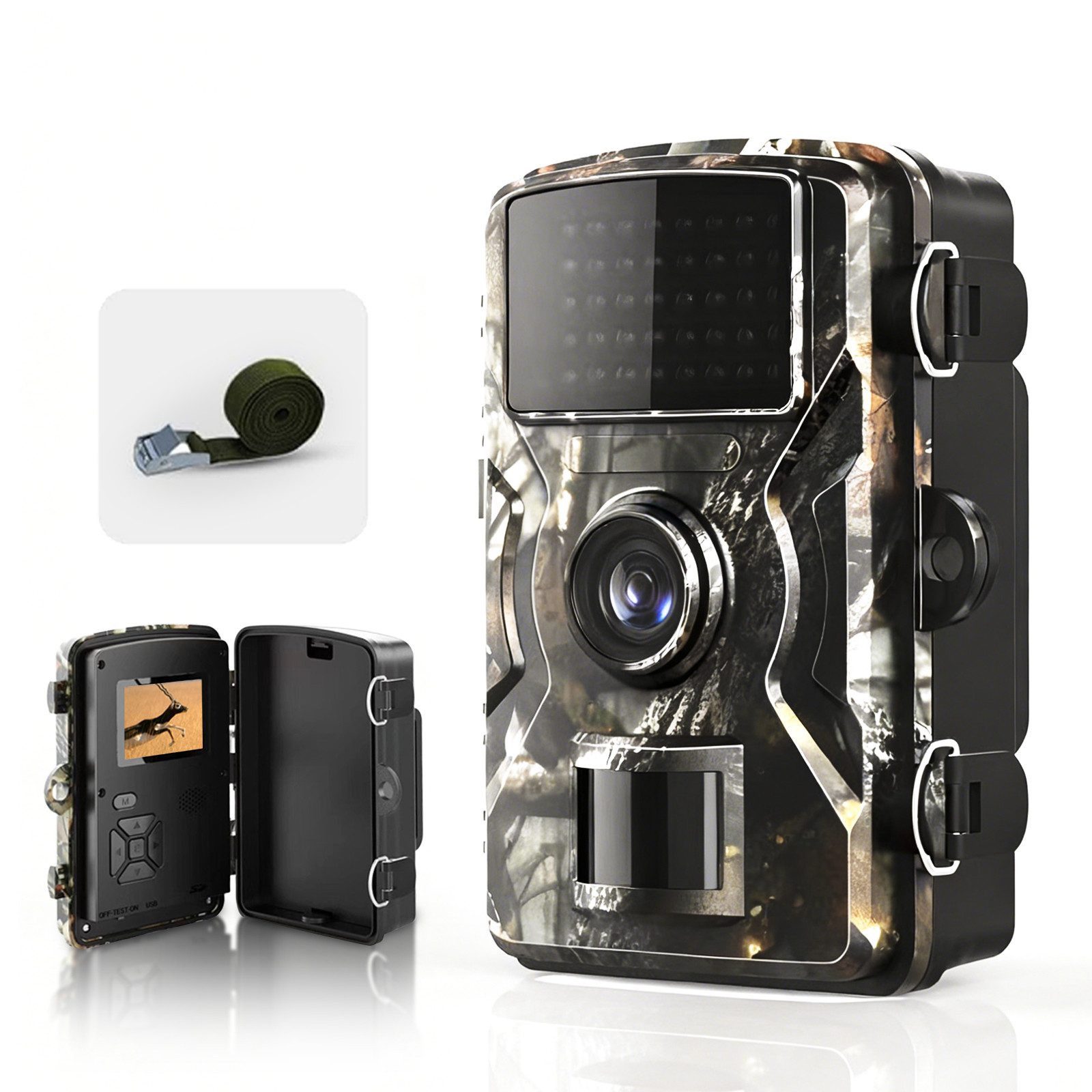 Fine Life Pro Wildkamera 16MP 1080P IP66 wasserdichte Infraro Wildkamera (Wildkamera mit Bewegungsmelder und Nachtsicht mit 32GB Karte)