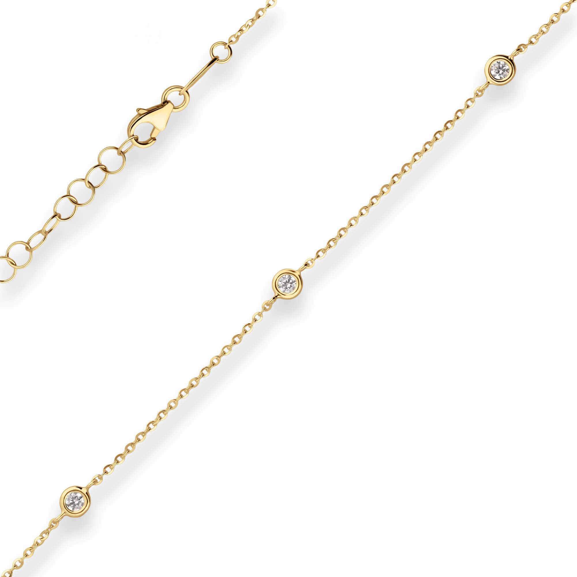 Goldarmband 1,2mm Armband Ankerkette diamantiert aus 585 Gelbgold 16cm