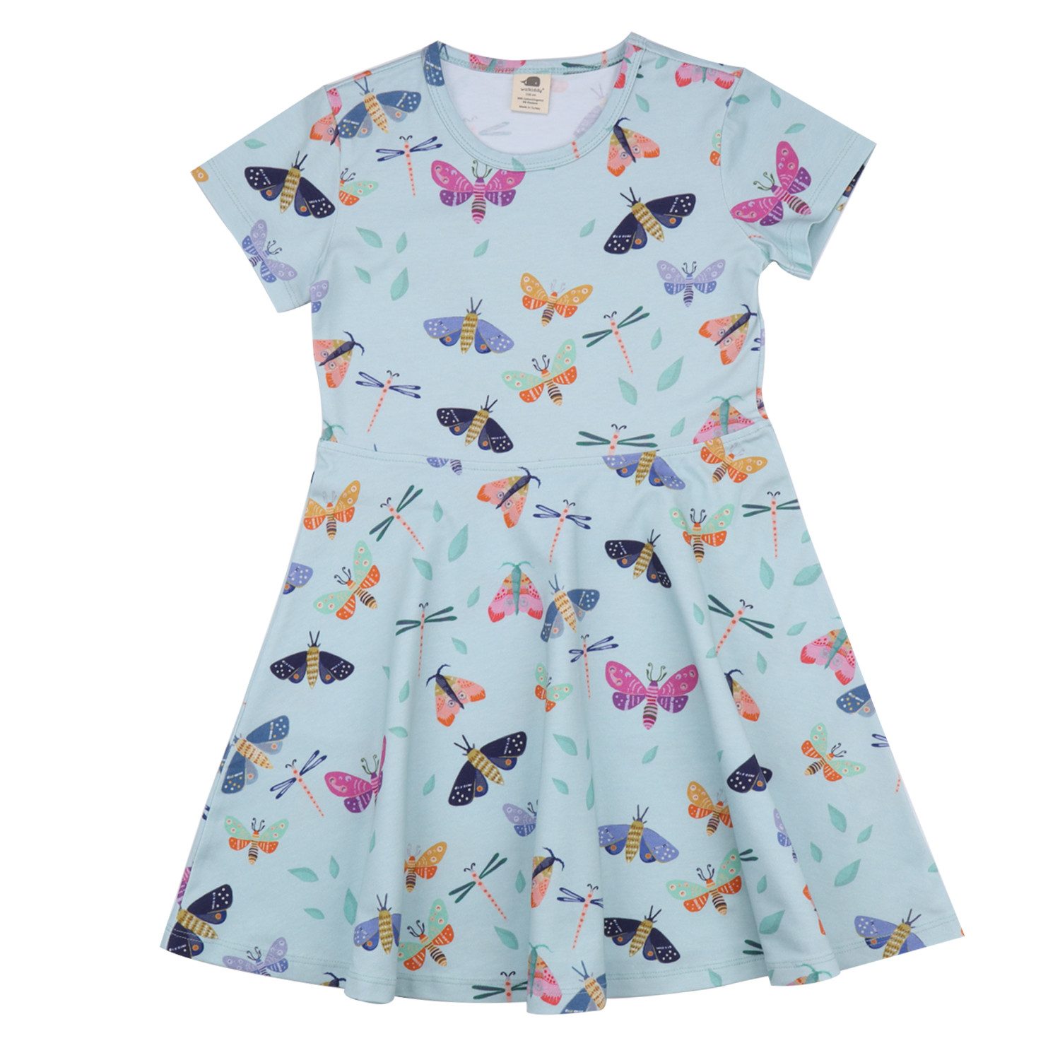 Walkiddy Jerseykleid Walkiddy Colorful Butterflies Kinder Bio Baumwolle GOTS Pink Bio Baumwolle,GOTS, Kinderbekleidung,nachhaltige Klamotten,Jerseykleid