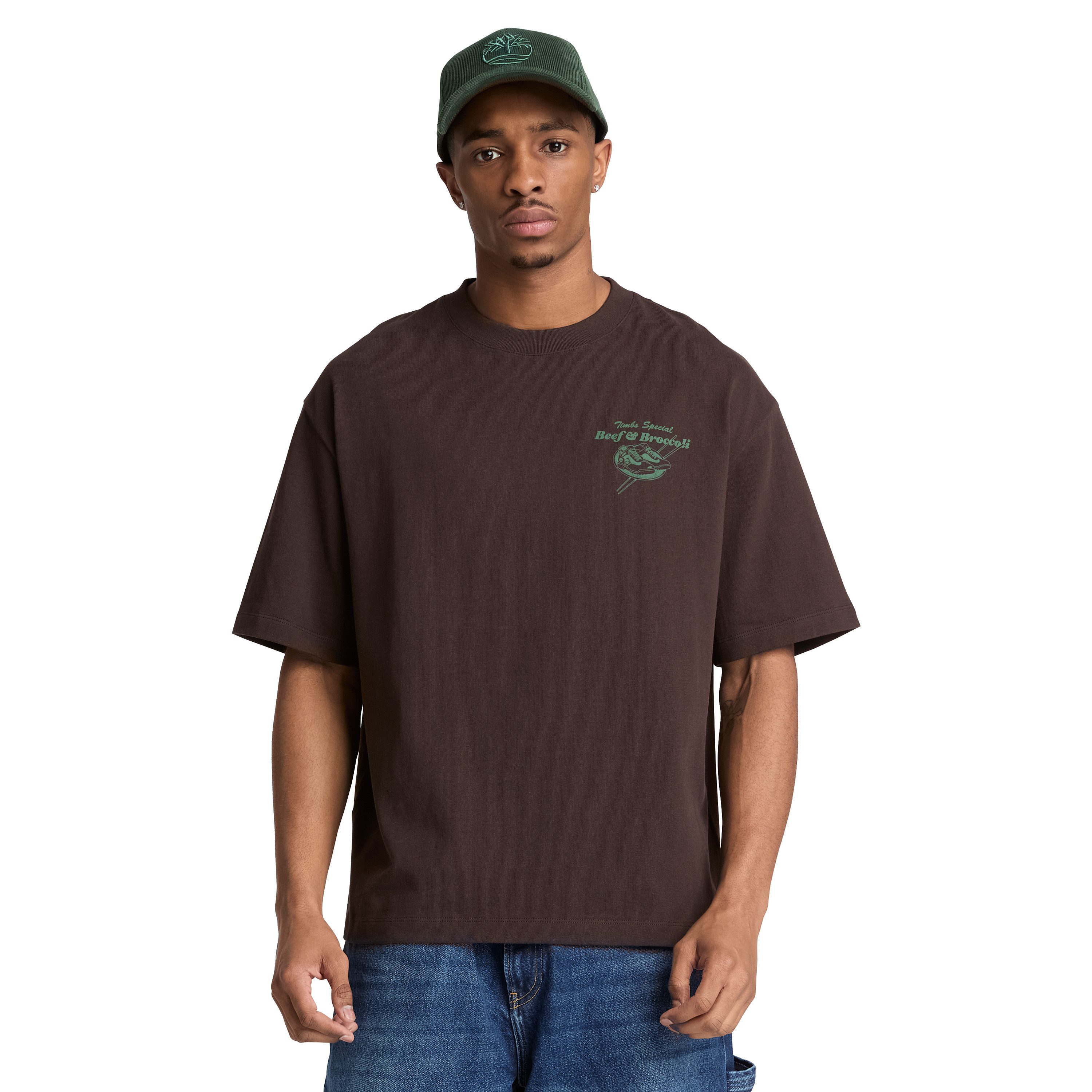 Timberland T-Shirt Beef&Broccoli Graphic Tee mit Grafik-Print, aus Baumwolle, auch in großen Größen