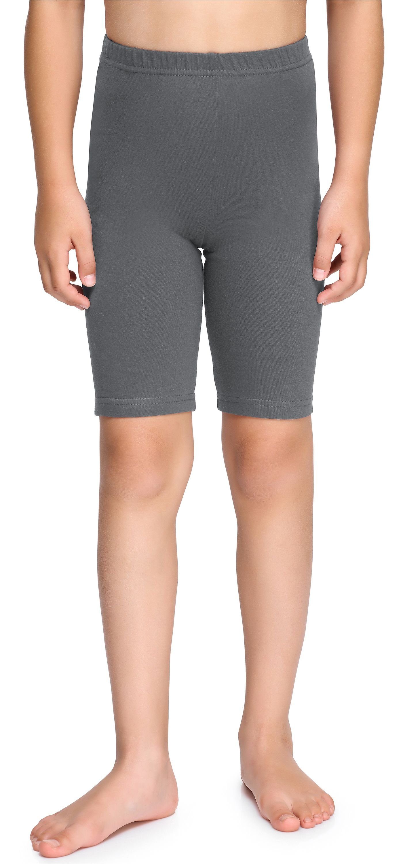 Bund aus MS10-227 elastischer (1-tlg) Leggings Baumwolle Leggings Grau Style Merry Mädchen Kurze