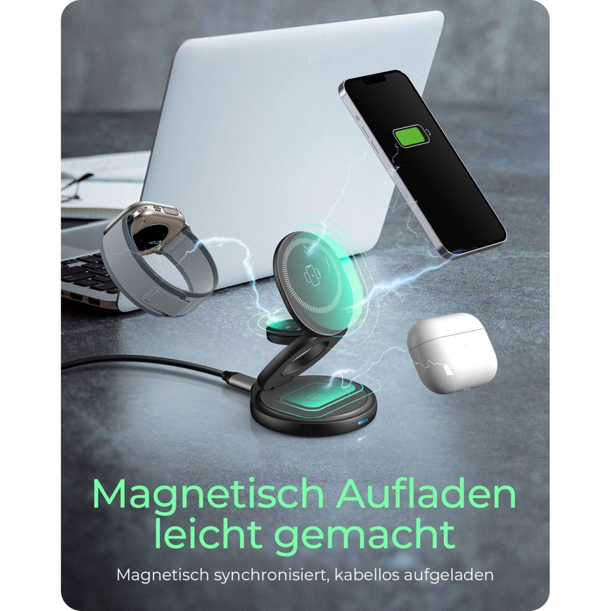 ICY BOX IB-SH101-CH 3 in 1 klappbarer Ständer Universal-Ladegerät