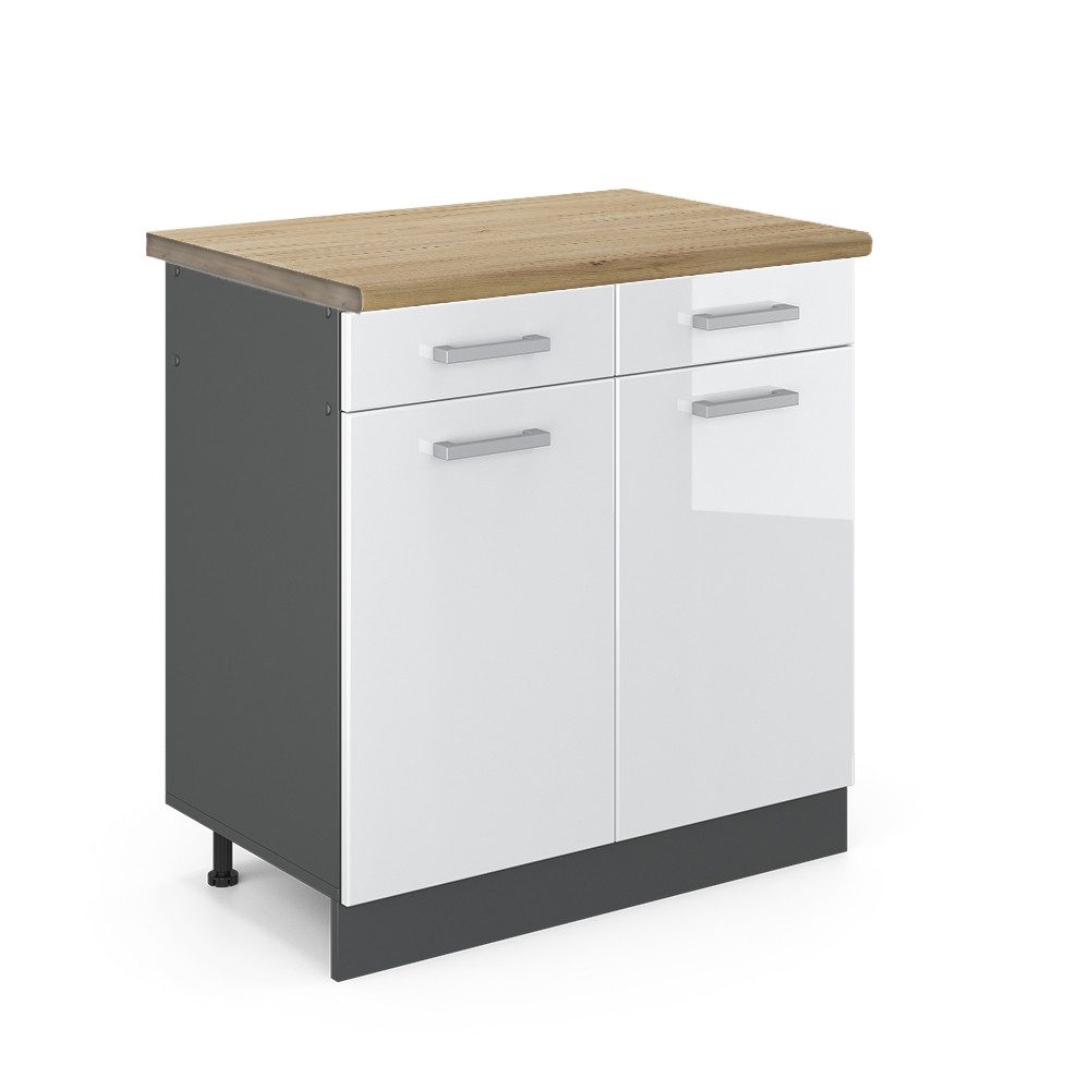 Vicco Unterschrank R-Line, Weiß Hochglanz/Anthrazit, 80 günstig online kaufen