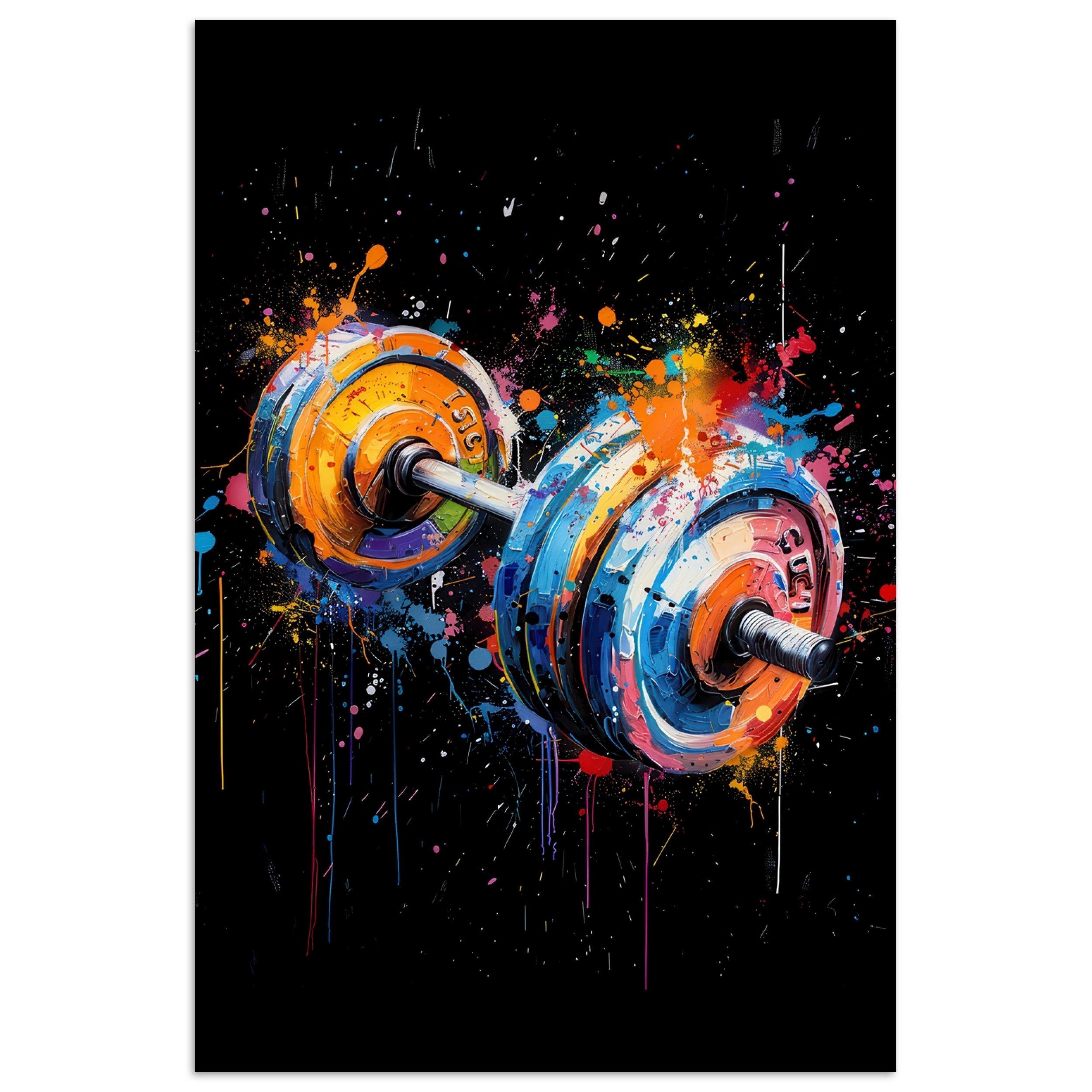 MuchoWow Poster Graffiti - Sport - Fitness - Kurzhantel - Fitnessstudio, (1 St), Poster ohne Rahmen, Wandbild, Wandposter, 20x30 cm