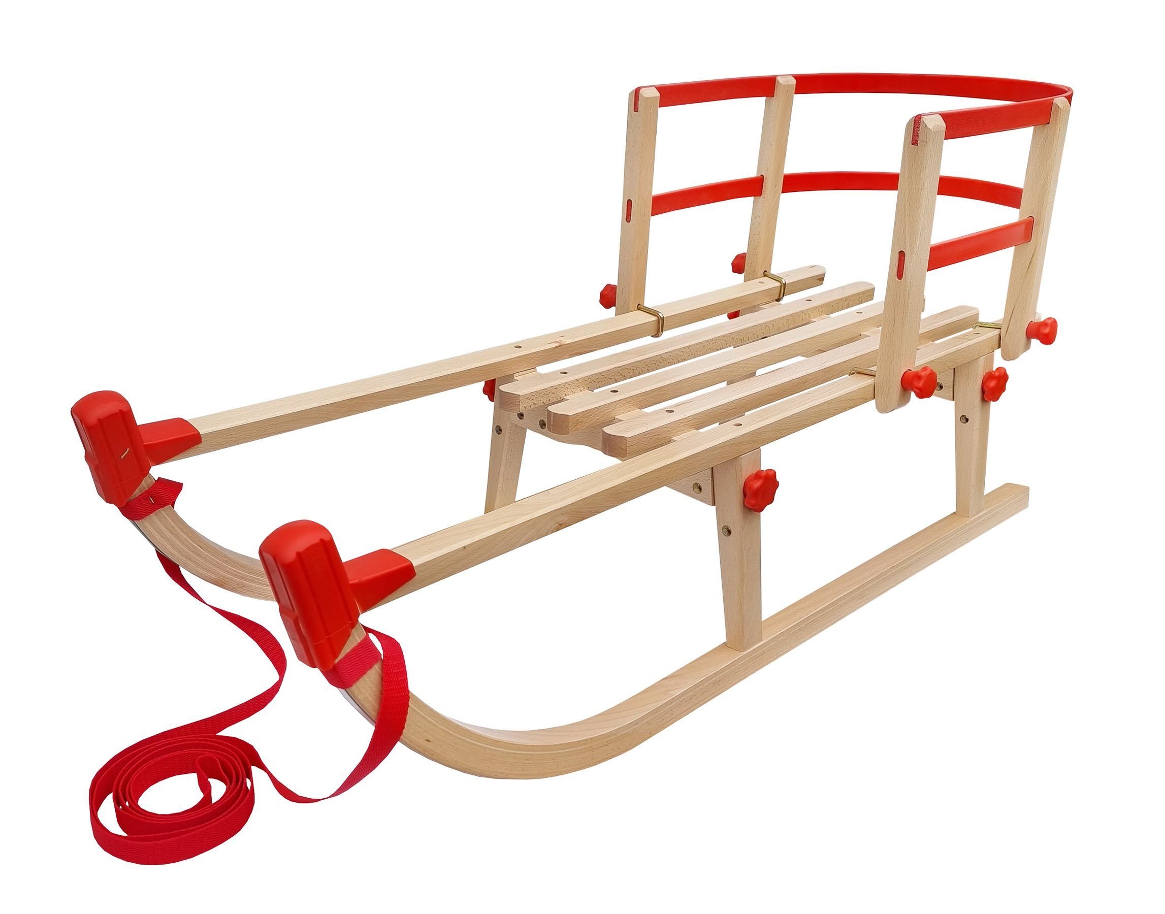 ERST-HOLZ Schlitten Rodelschlitten Klappschlitten in 105 Länge (mit Lehne), V-22-105 - mittlerer Schlitten 105 cm - mit wählbarem Zubehör