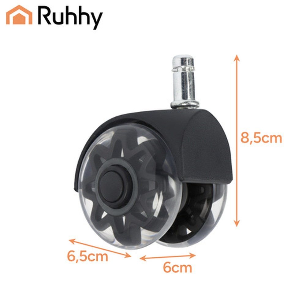 Ruhhy Stuhlrolle Drehstuhlrollen Bürorollen, (Spar-Set, 5-St., Geräuscharm 25 dB), Bis zu 35 kg pro Rolle und 160 kg Gesamtlast