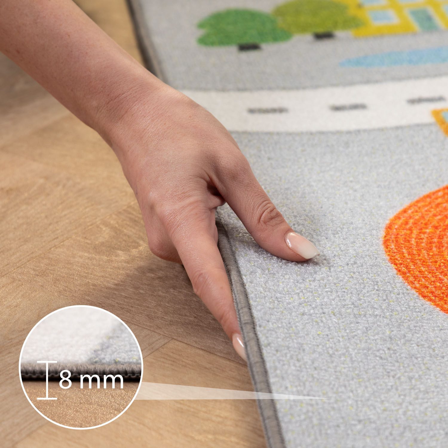 SIMPEX24 Teppich Spielstraße Design, Rechteckig, Höhe: 7 mm, Kinderteppich Straßenteppich Teppich Kinderzimmer Rutschfest Waschbar
