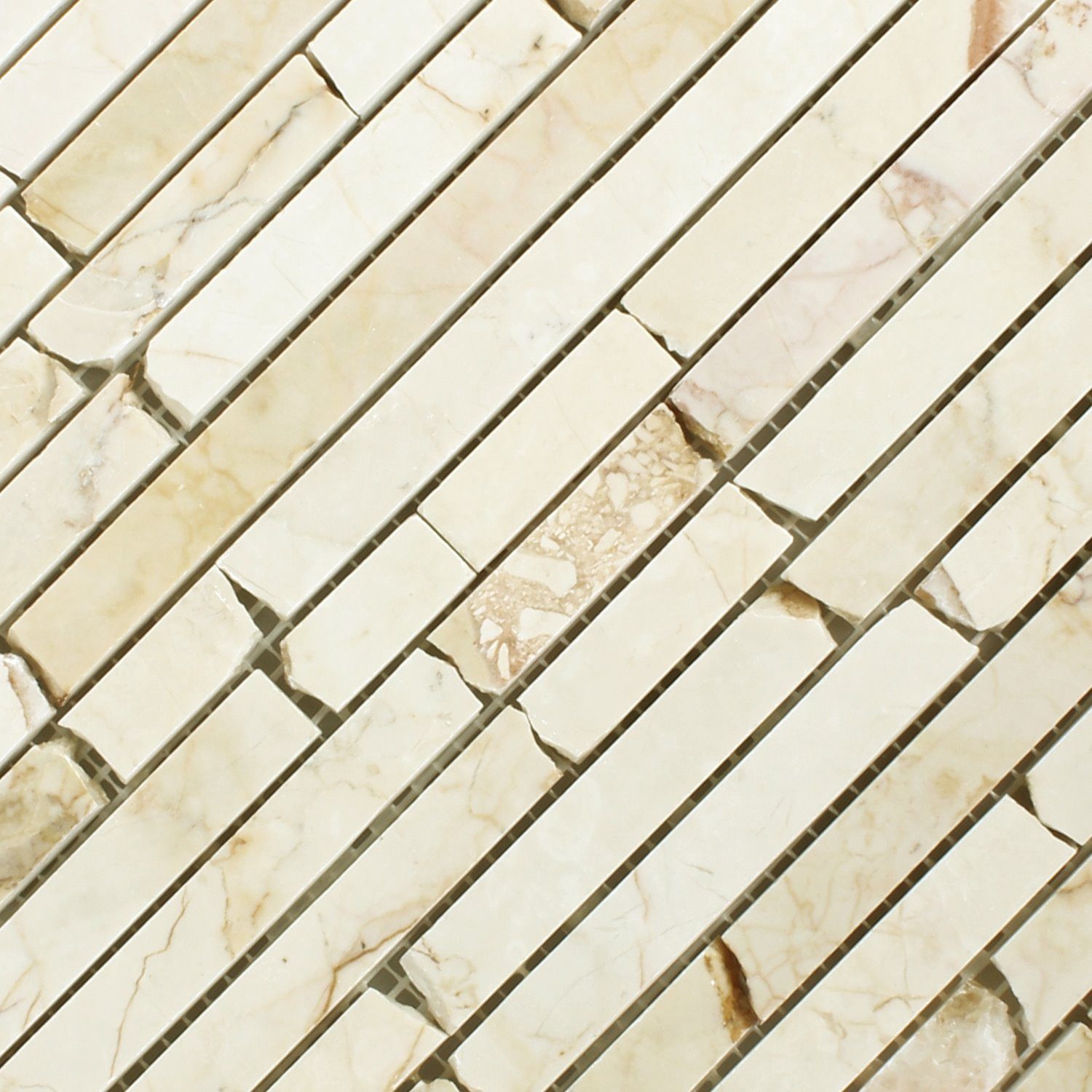 Mosafil Mosaikfliesen Naturstein Marmor Mosaik Fliesen Pulpis Golden Cream Poliert Brick, Naturstein-Marmor 32.200x30.500, gold-creme, Verlegefertig auf ein Netz geklebt - Frostsicher - Wasserfest -