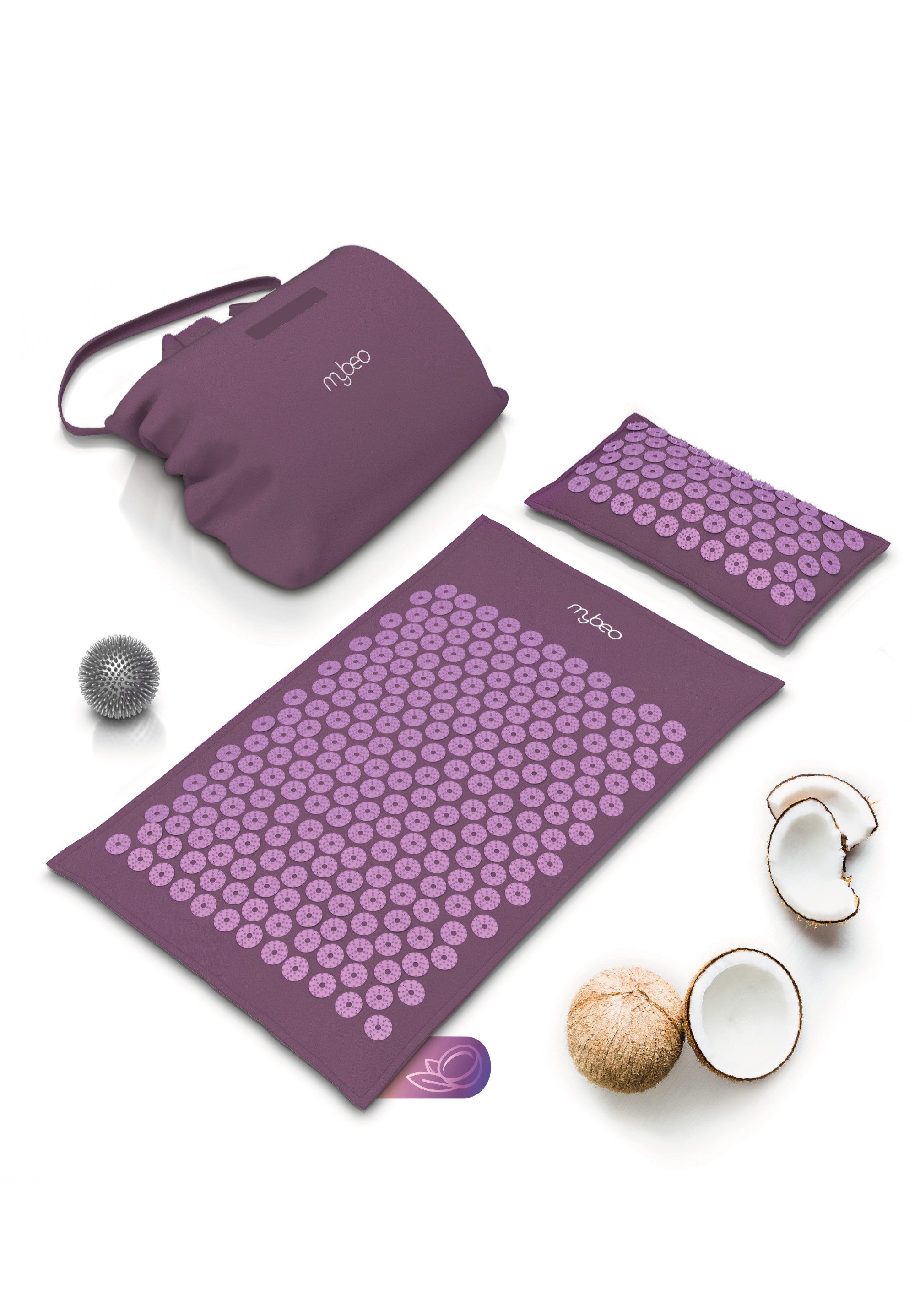 MyBeo Akupressurmatte (Set, 3-St), 71 x 44cm Faszienset, Matte, Kissen & Massageball