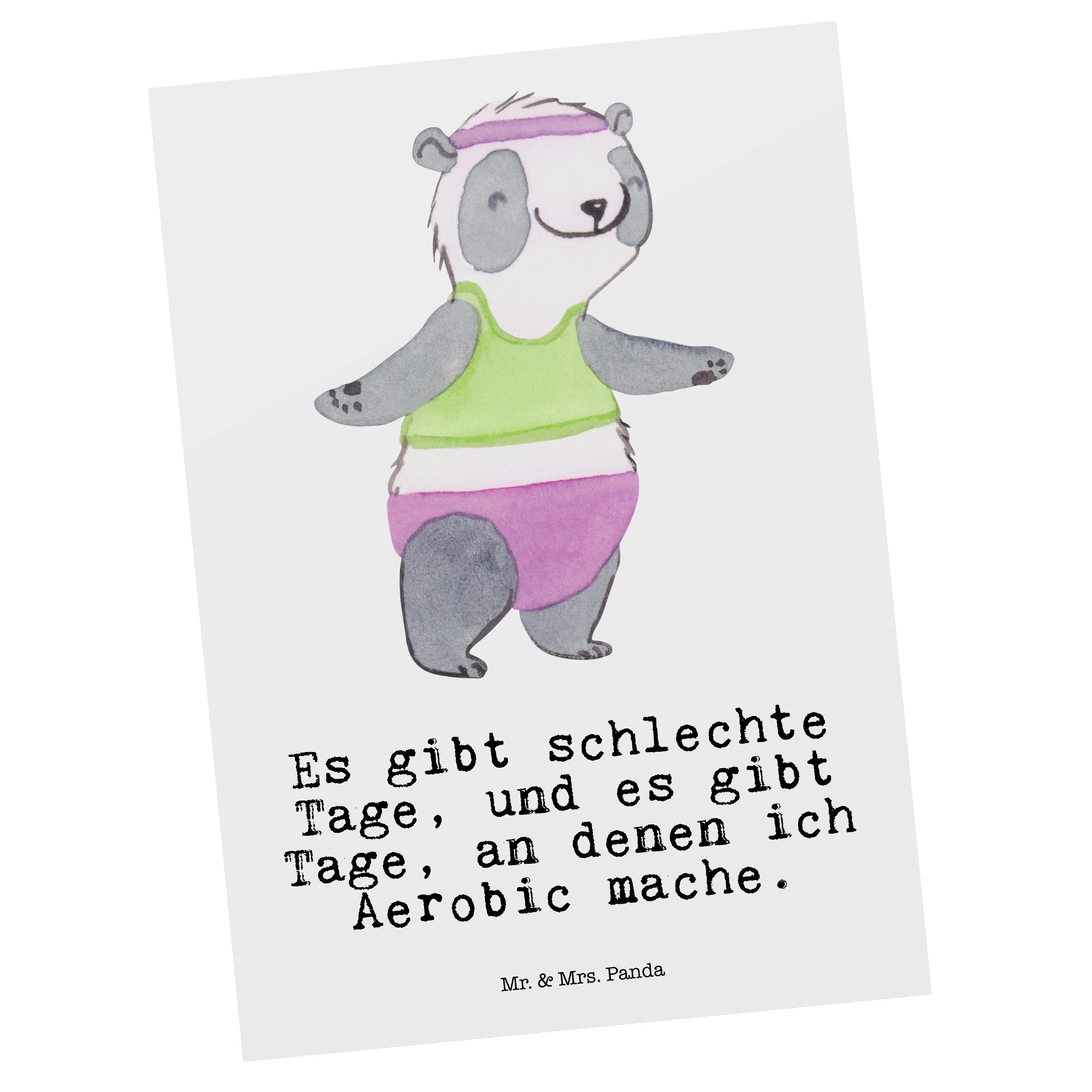 Mr. & Mrs. Panda Postkarte Panda Aerobic Tage - Weiß - Geschenk, Karte, Grußkarte, Aerobic Fitne