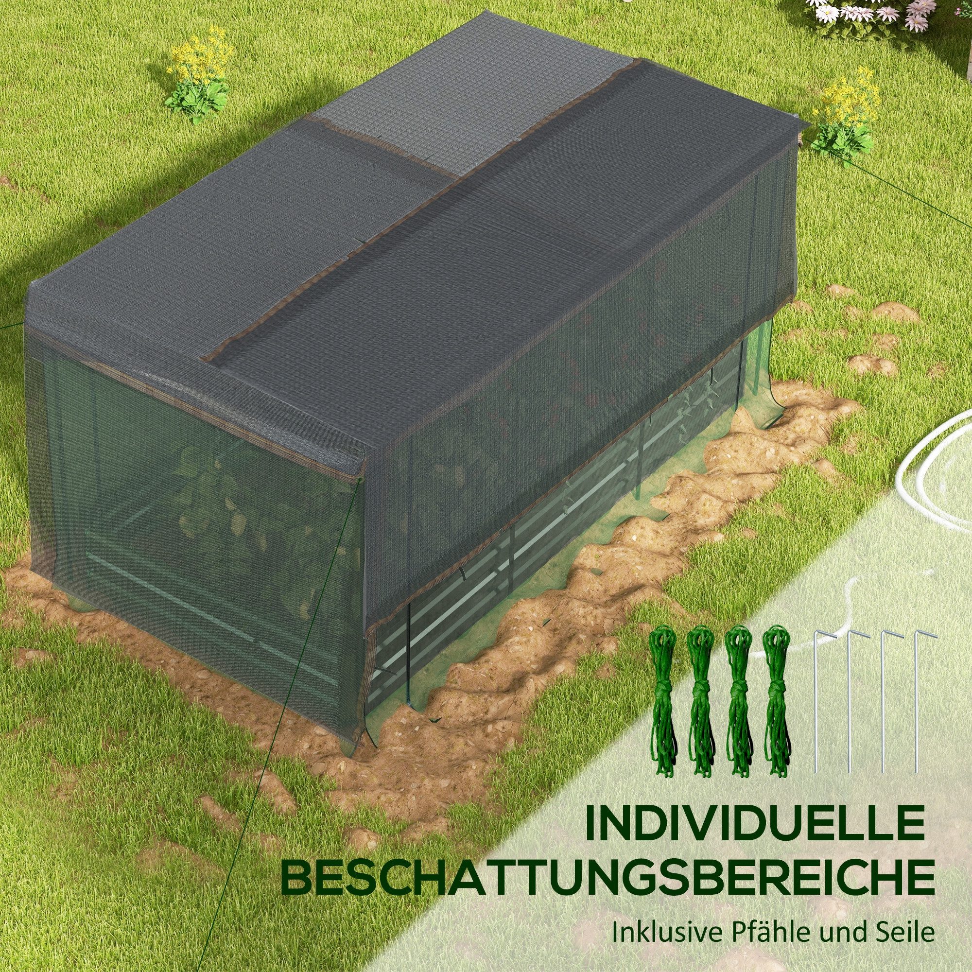MC Star Hochbeet Hochbeet mit Vogelschutznetz und Sonnenschutz (Metall-Gehäuse, 230x110x110 cm, Grau/Grün/Schwarz) – Bild 5 von 5