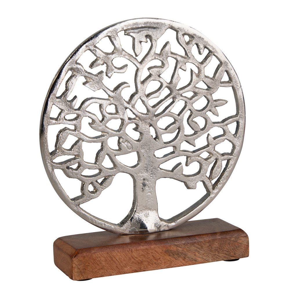 Dekofigur Standdeko - Lebensbaum - Holz, Metall - ca. 17,5 x 5 x 20 cm