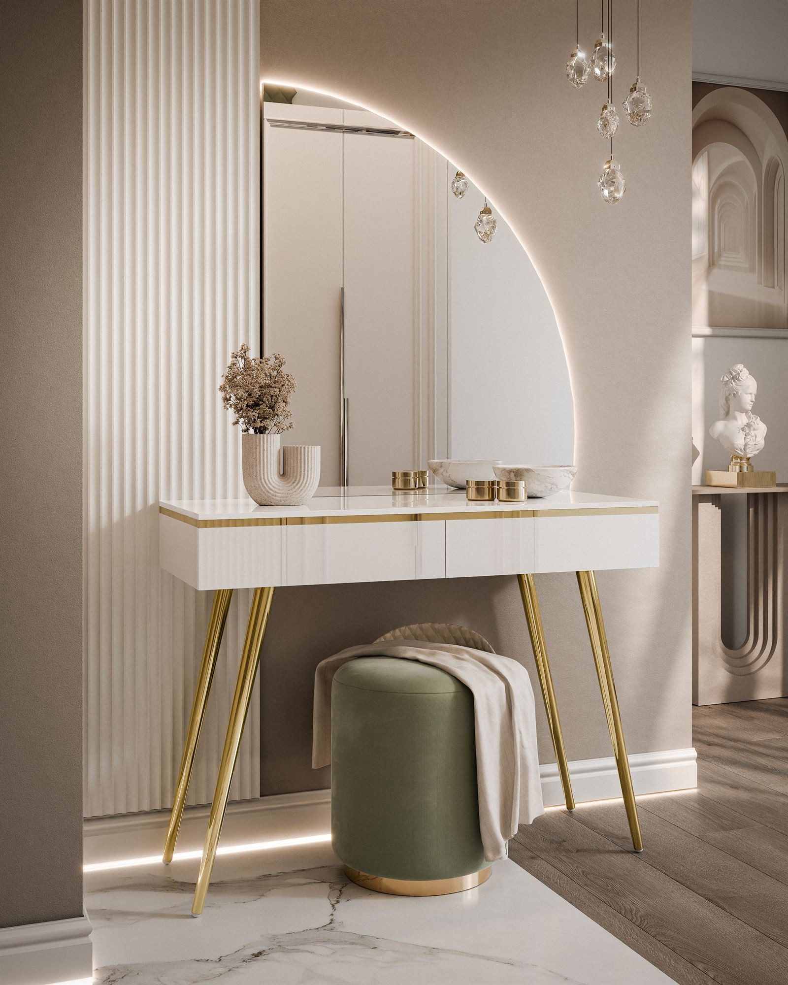 Lookway Schminktisch AURORA-SQ mit Spiegel und LED Beluchtung günstig online kaufen