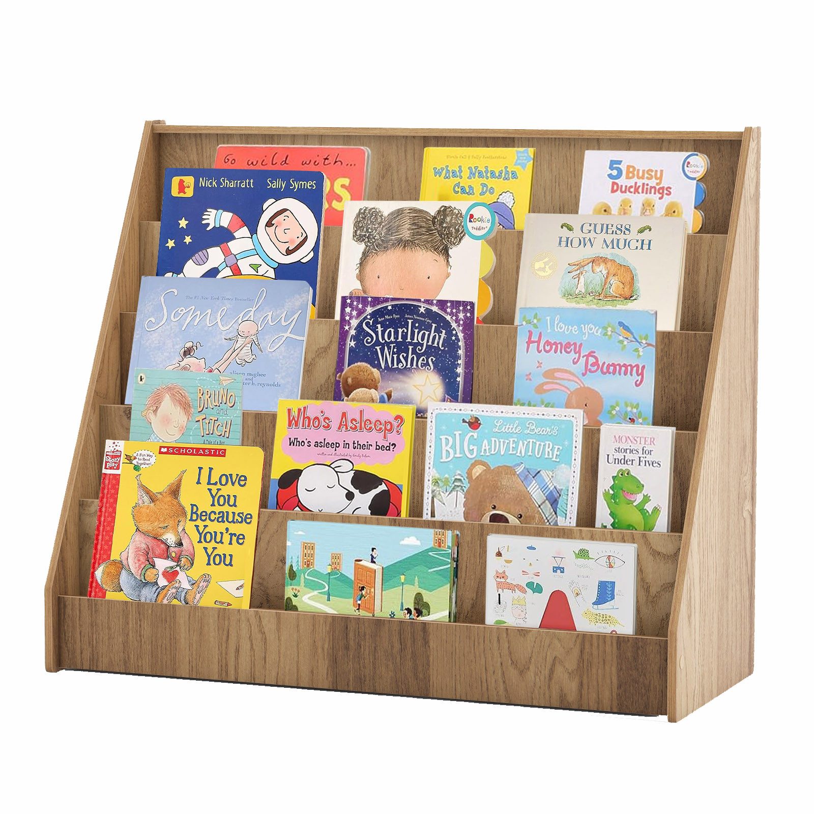 KOMFOTTEU Bücherregal 5-stufiges Kinderregal Montessori Kinderbücherregal, mit tiefen Fächern
