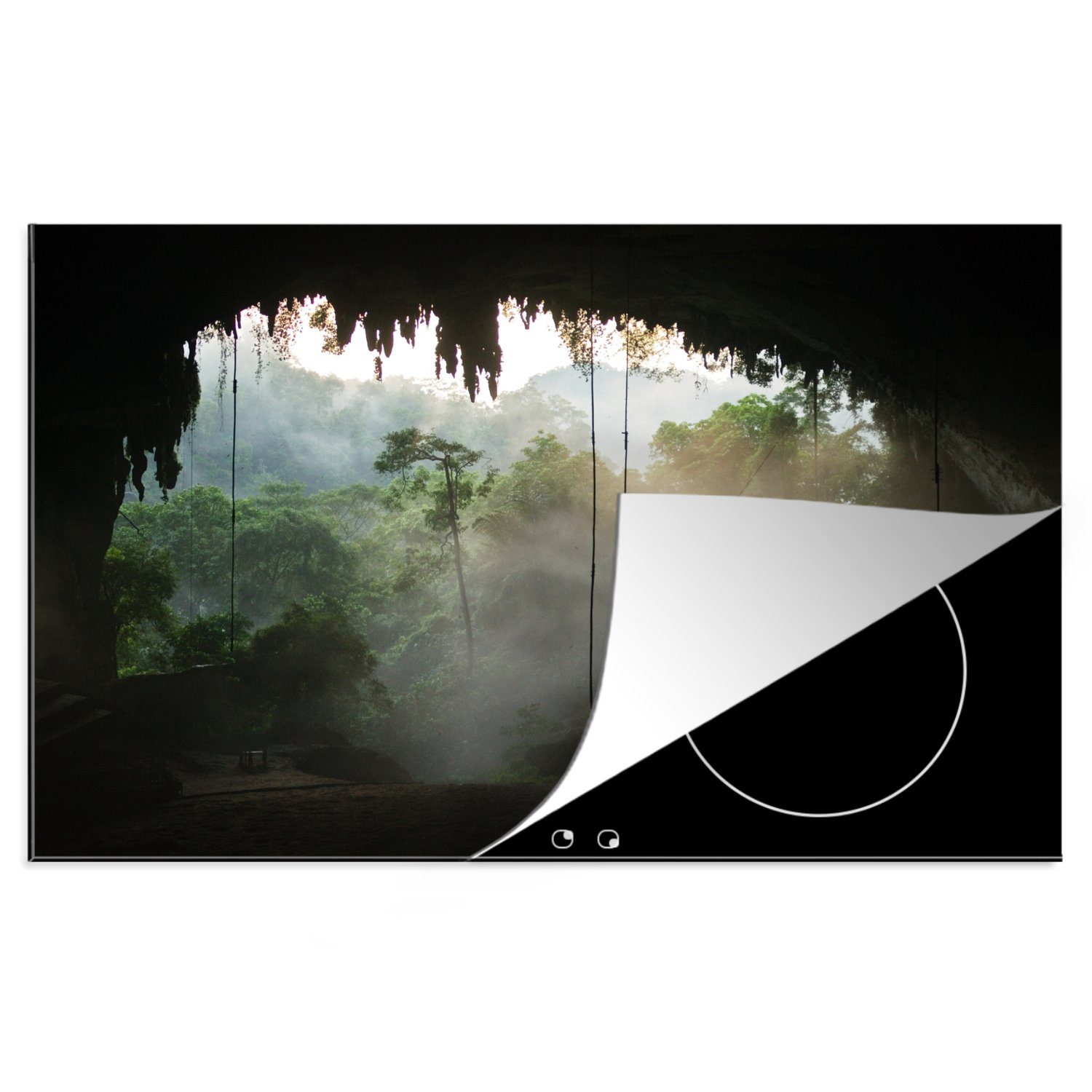 81x52 Herdblende-/Abdeckplatte für Natürliche Vinyl, Induktionskochfeld Höhle Regenwald Ceranfeldabdeckung tlg), cm, von MuchoWow Schutz Malaysia, die (1 küche, im