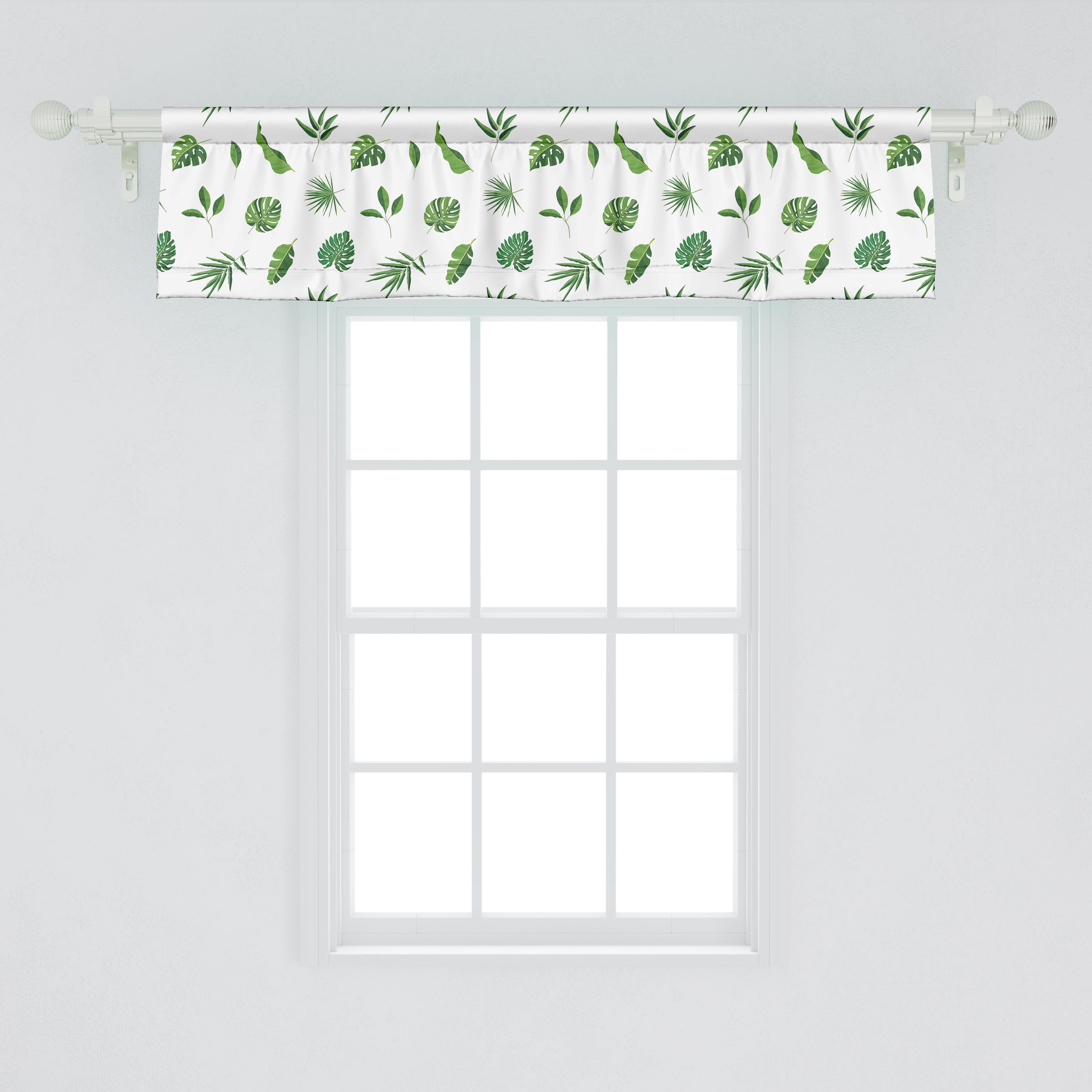 Scheibengardine Vorhang Volant Schlafzimmer Dschungel-Laub Blätter für Stangentasche, Microfaser, mit Abakuhaus, Einfache Tropic Küche Dekor