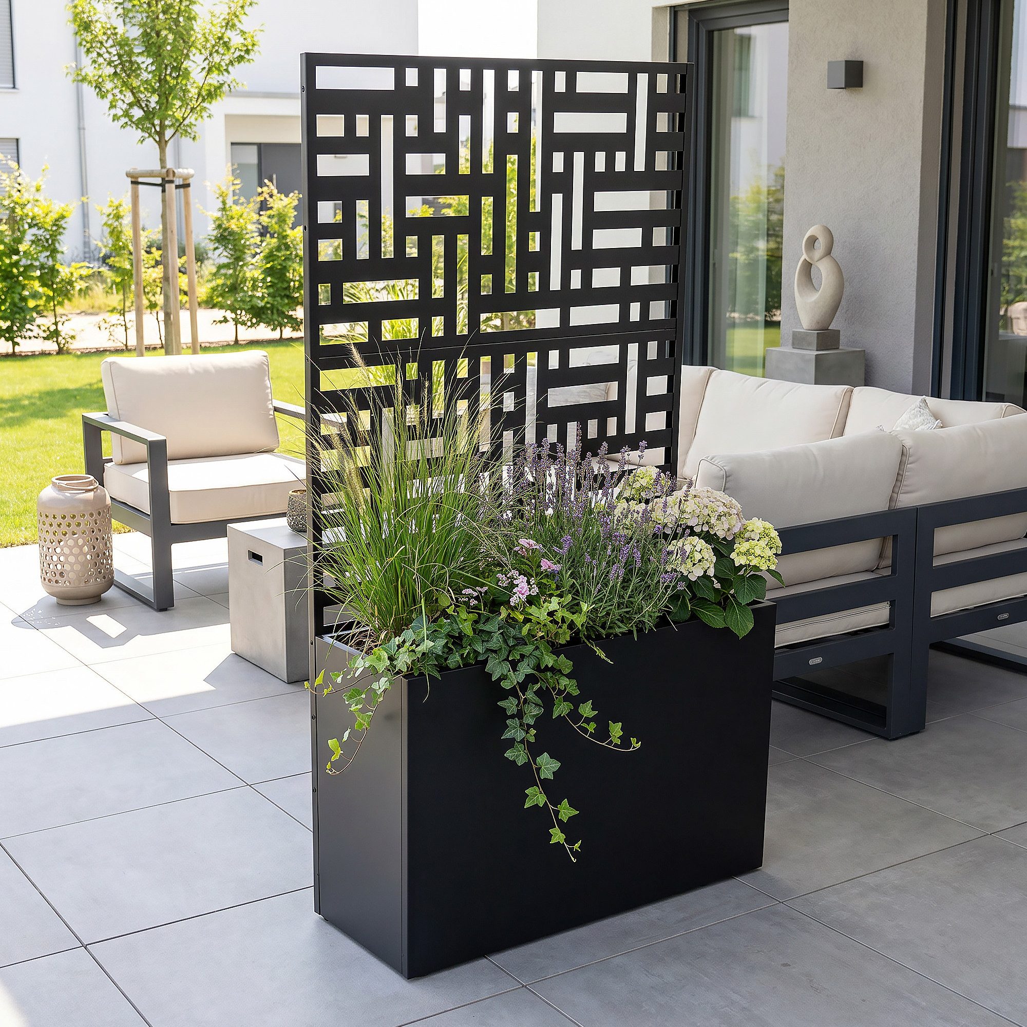 casa.pro Blumenkasten, mit Trennwand »Bernalda« mit Rollen Stahl 146x83x31 cm Schwarz