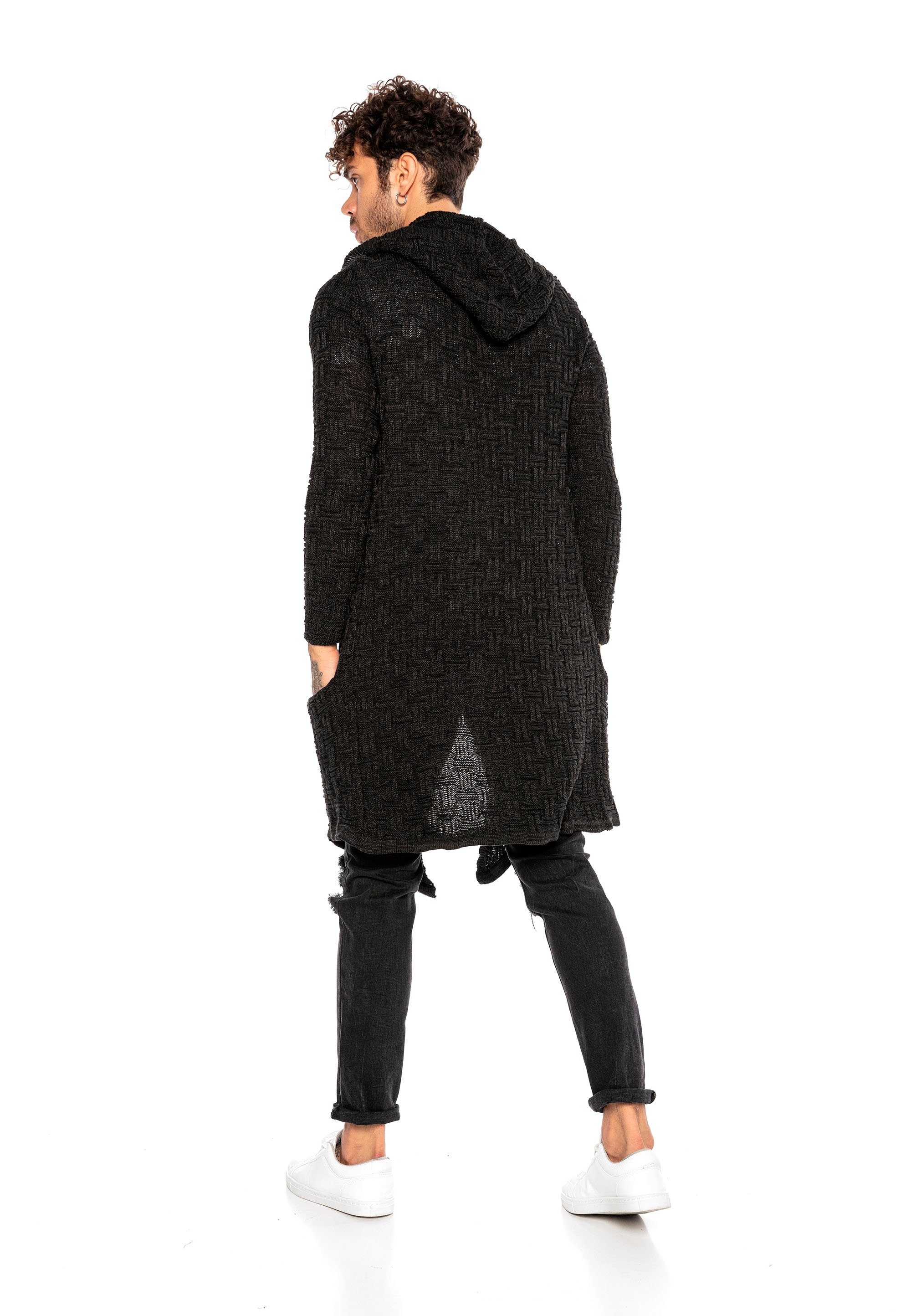 asymmetrischem mit Schnitt RedBridge Strickjacke Shreveport schwarz-grau