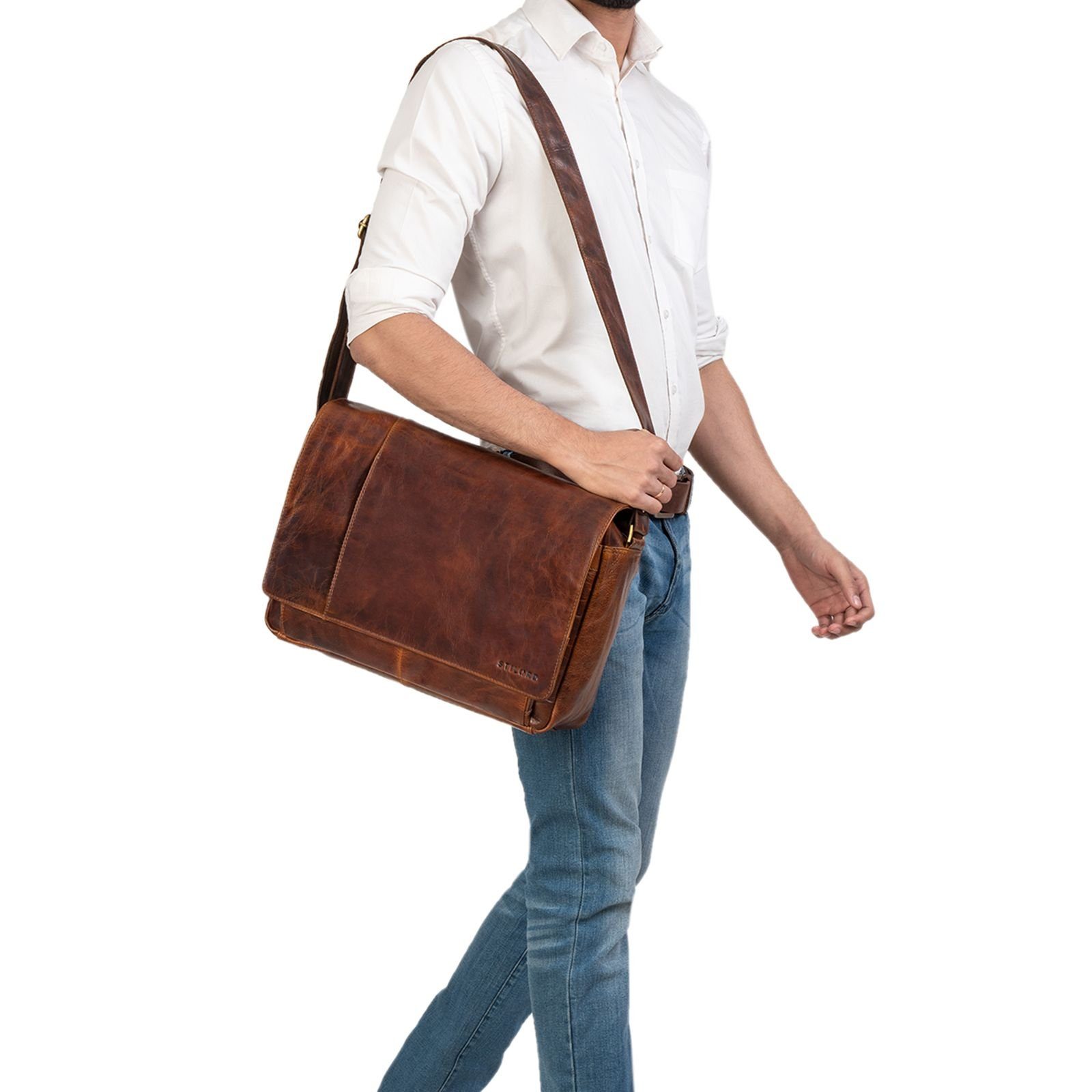 STILORD Laptoptasche "Elias" Echtleder Herren Umhängetasche 15,6 Zoll Busin günstig online kaufen