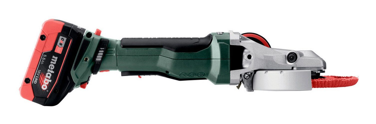 metabo Akku-Winkelschleifer WVBF 18 LTX BL 15-125 Quick, max. 8000 U/min, Flachkopf Ohne Akku in metaBOX 165 L