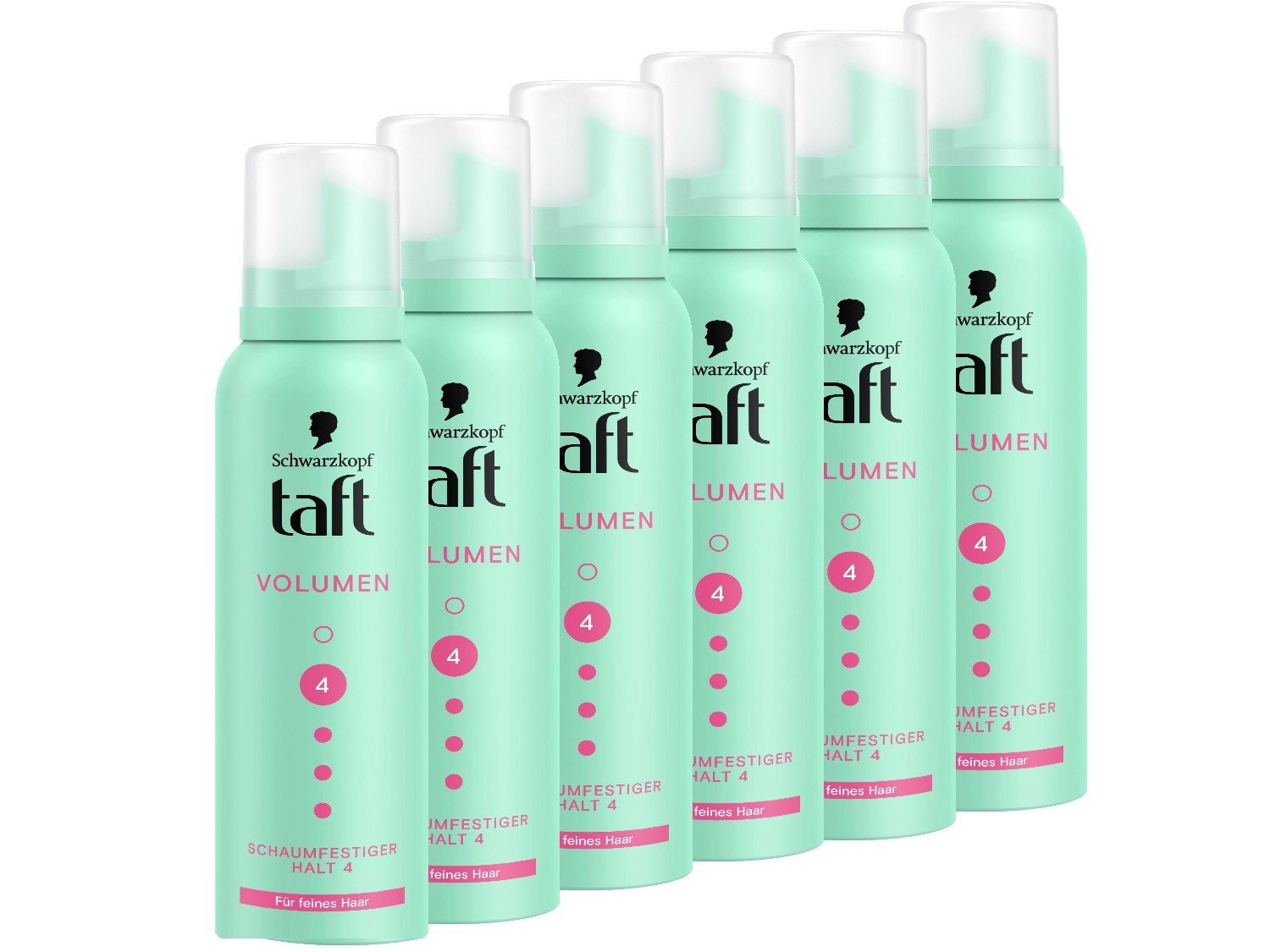 Taft Haarfestiger Schwarzkopf, Volumen für deines Haar, Vorratspack, 6-tlg., 6x 150ml, volumengebende Mousse, verhindert Föhnschäden, ohne zu verkleben