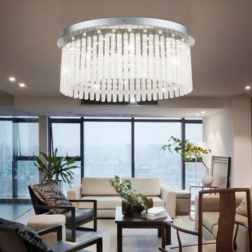 Globo LED Deckenleuchte, Leuchtmittel inklusive, Neutralweiß, Deckenlampe Kristallbehang Wohnzimmerleuchte