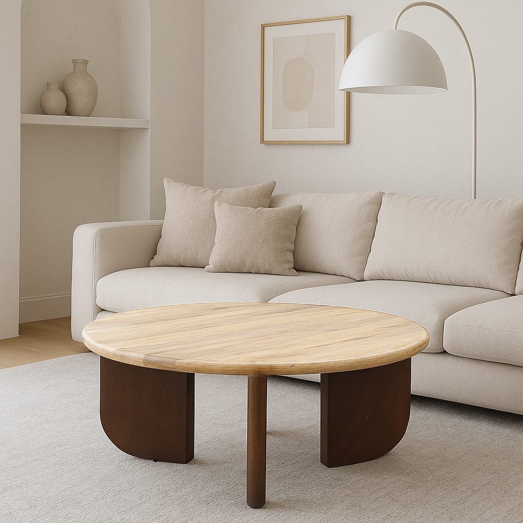 Marrakesch Orient & Mediterran Interior Couchtisch Skandinavischer Couchtisch Adorata aus Mangoholz Möbel massiv 80 cm (1-St), Handarbeit