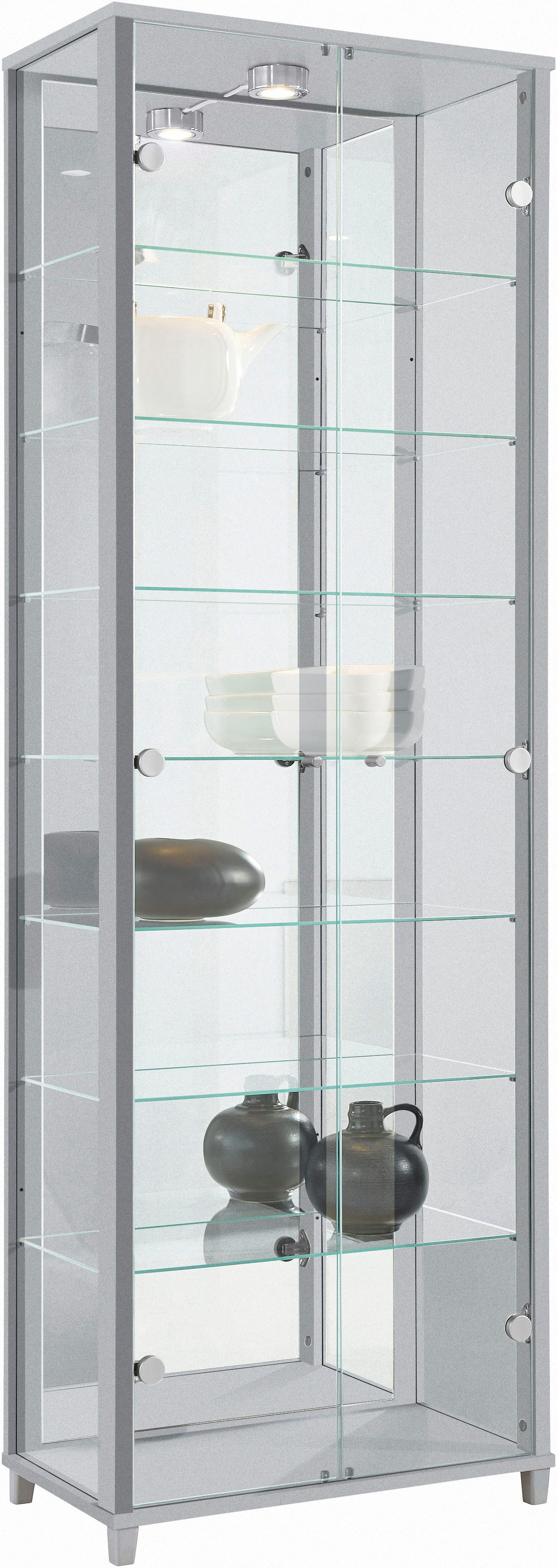 fif möbel Vitrine OPTIMA Standvitrine/Glasvitrine 2x Glastür,perfekt für Sammler,Sammlervitrine