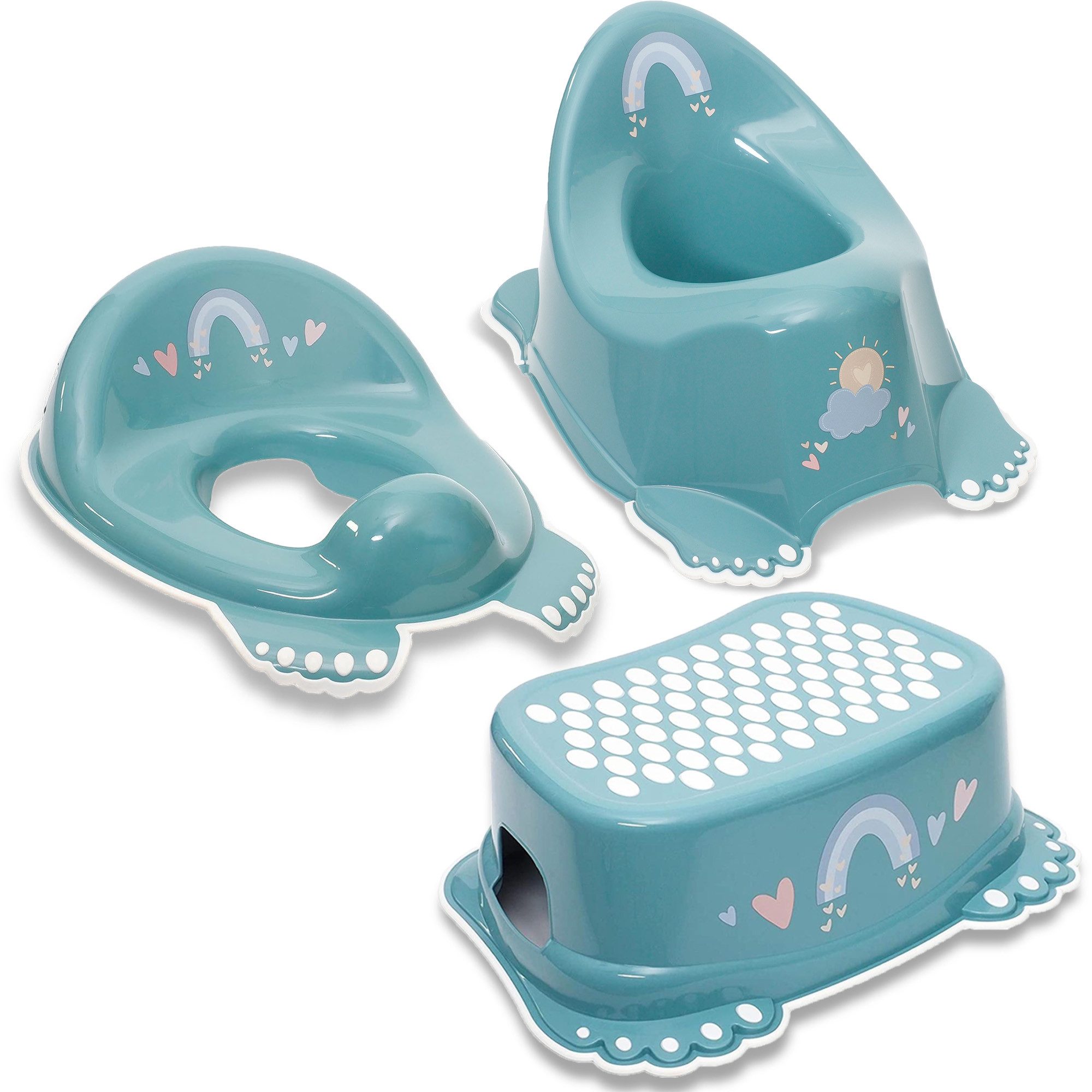 Babykajo Töpfchen, (Set, 3-tlg), Baby Topf, Toilettentrainer, Hocker - TÜV Rheinland geprüft!