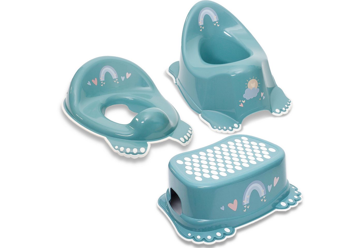 Babykajo Töpfchen, (Set, 3-tlg), Baby Topf, Toilettentrainer, Hocker - TÜV Rheinland geprüft!