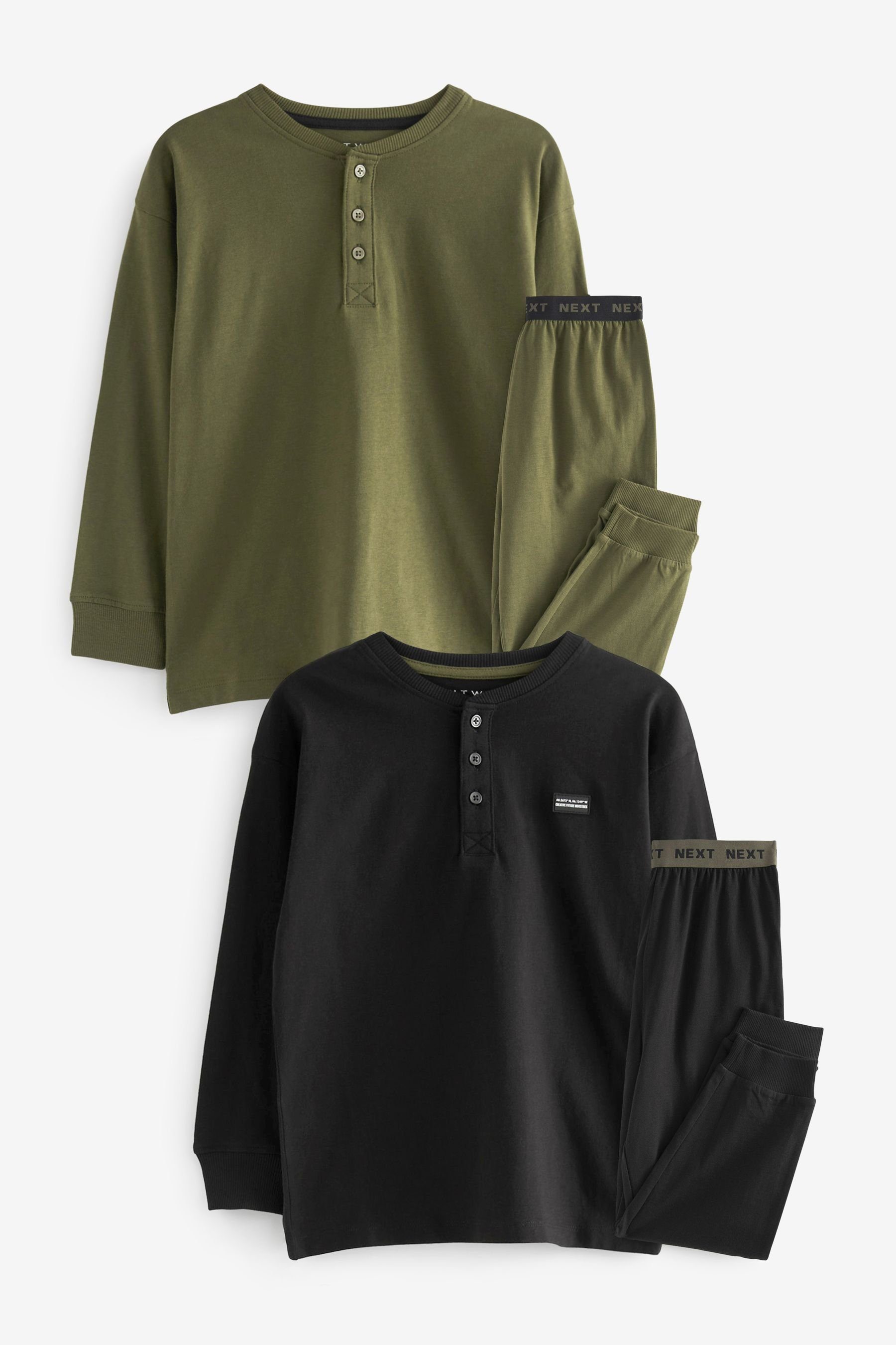 Next Pyjama Pyjamas im 2er-Pack (4 tlg) Black/Green