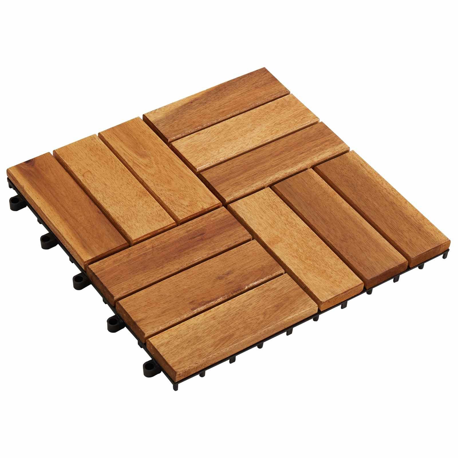 vidaXL Terrassendielen 30 x 30 cm Terrassenfliese Terrassenbelag Holz 10 Stück Braun 30x30 cm, BxL: je 0x0 cm