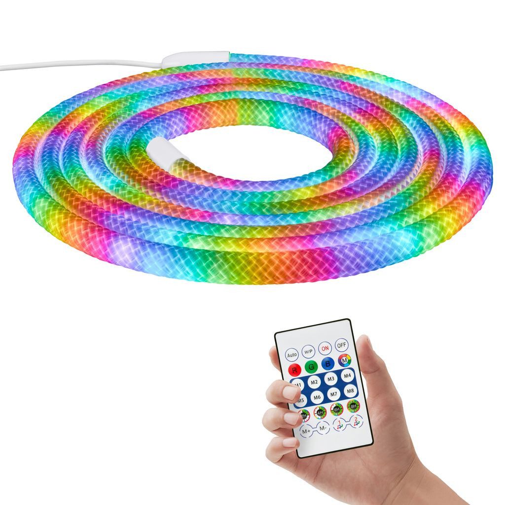 Briloner Leuchten LED-Streifen Neon LED Strip RGB IC Farbwechsel Fernbedienung Musiksensor, 1-flammig, 5 m, Wohnzimmer, Party, Gaming