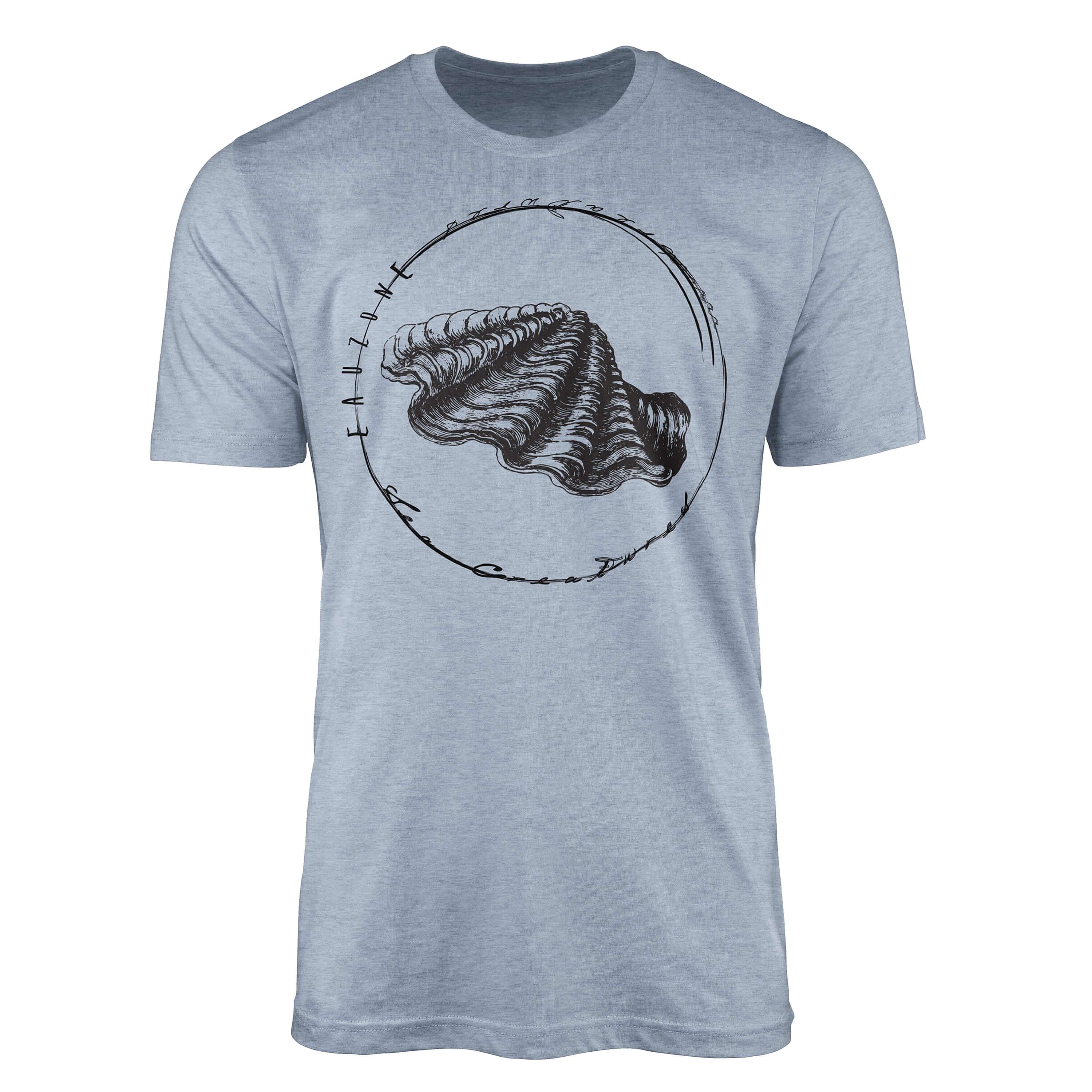 Sinus Art T-Shirt T-Shirt Tiefsee Fische - Serie: Sea Creatures, feine Struktur und sportlicher Schnitt / Sea 088 Stonewash Denim