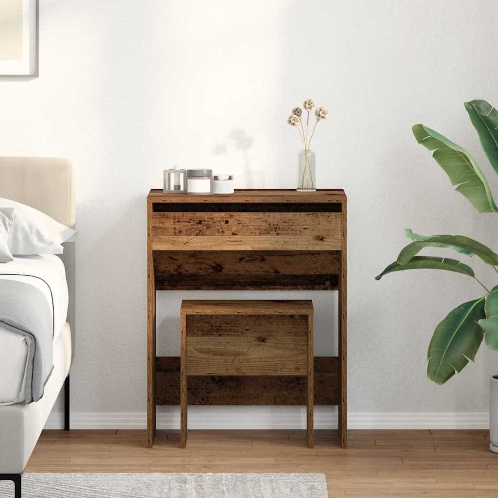 vidaXL Schminktisch Schminktisch 2 stk. Altholz 60 x 40 x 75 cm Holzwerkstoff (2-St)