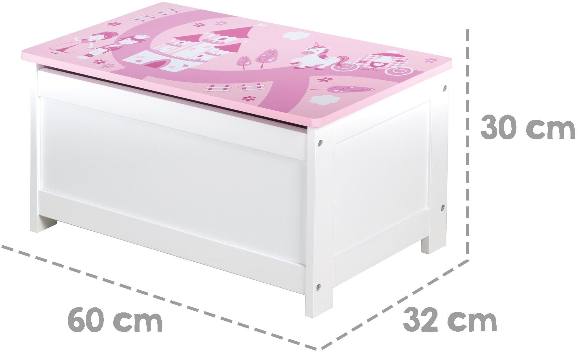 rosa/pink, Kinderzimmer mit Krone, Deckelbremse; fürs roba® Truhe