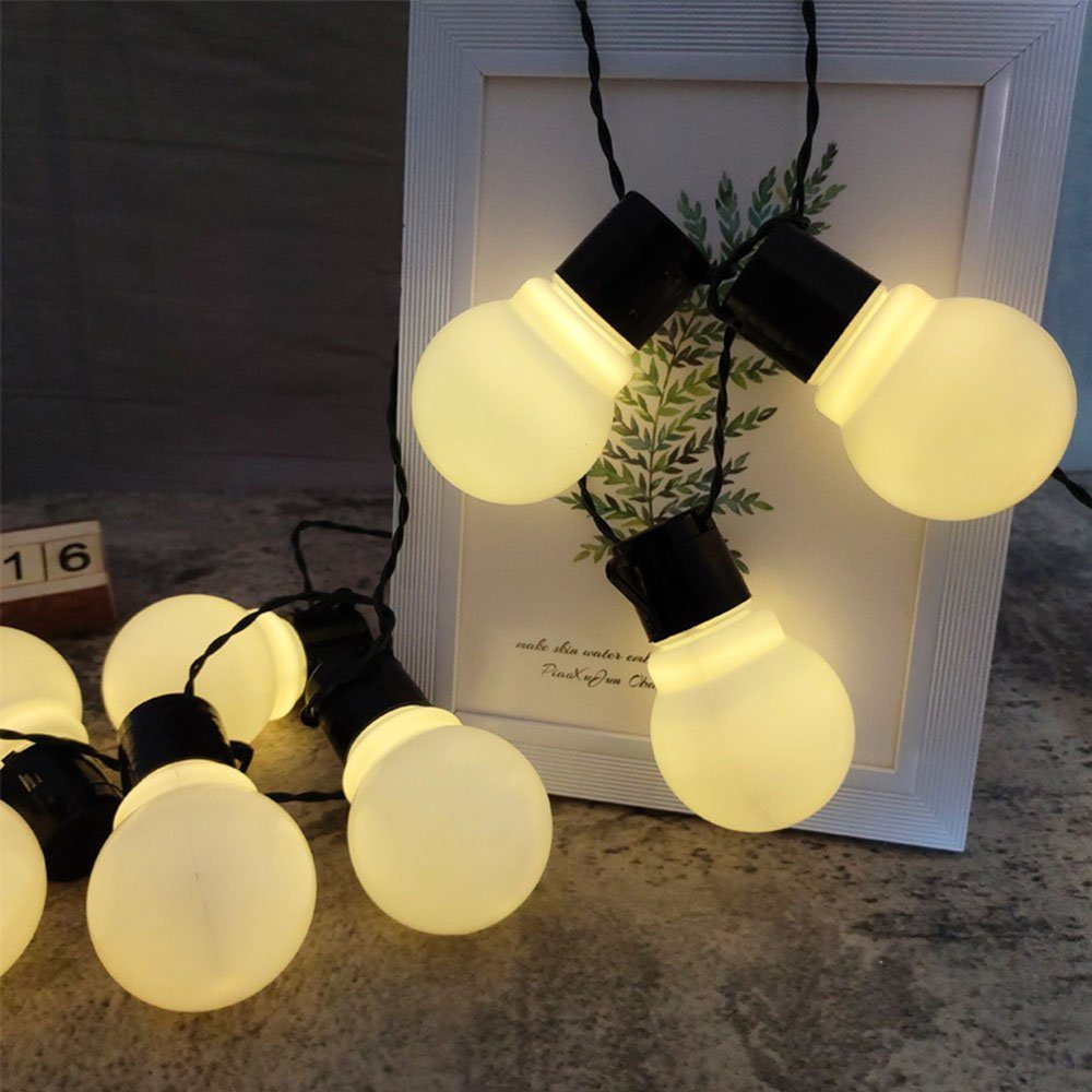 Rosnek LED-Lichterkette G45, 5M, wasserdicht, anschliessbar, für Weihnachtsparty Terrasse, 20 LED Glühbirnen, warmweiss Weiß
