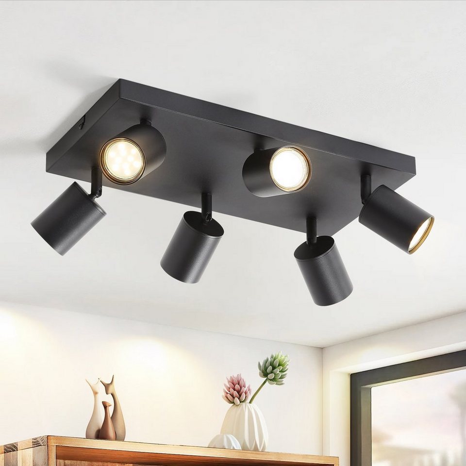 ZMH LED Deckenstrahler GU10 Spots 6 Flammig 330°Schwenkbar Deckenspots  Modern, LED fest integriert, Wandstrahler für Wohnzimmer Schlafzimmer, Ohne  Leuchtmittel, Schwarz