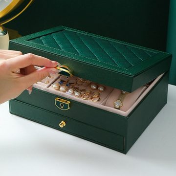 AquaBreeze Schmuckkasten Ohrring- und Halsketten-Aufbewahrungsbox, 2 Lagen Schmuckbox (1 St), 23*17*10cm