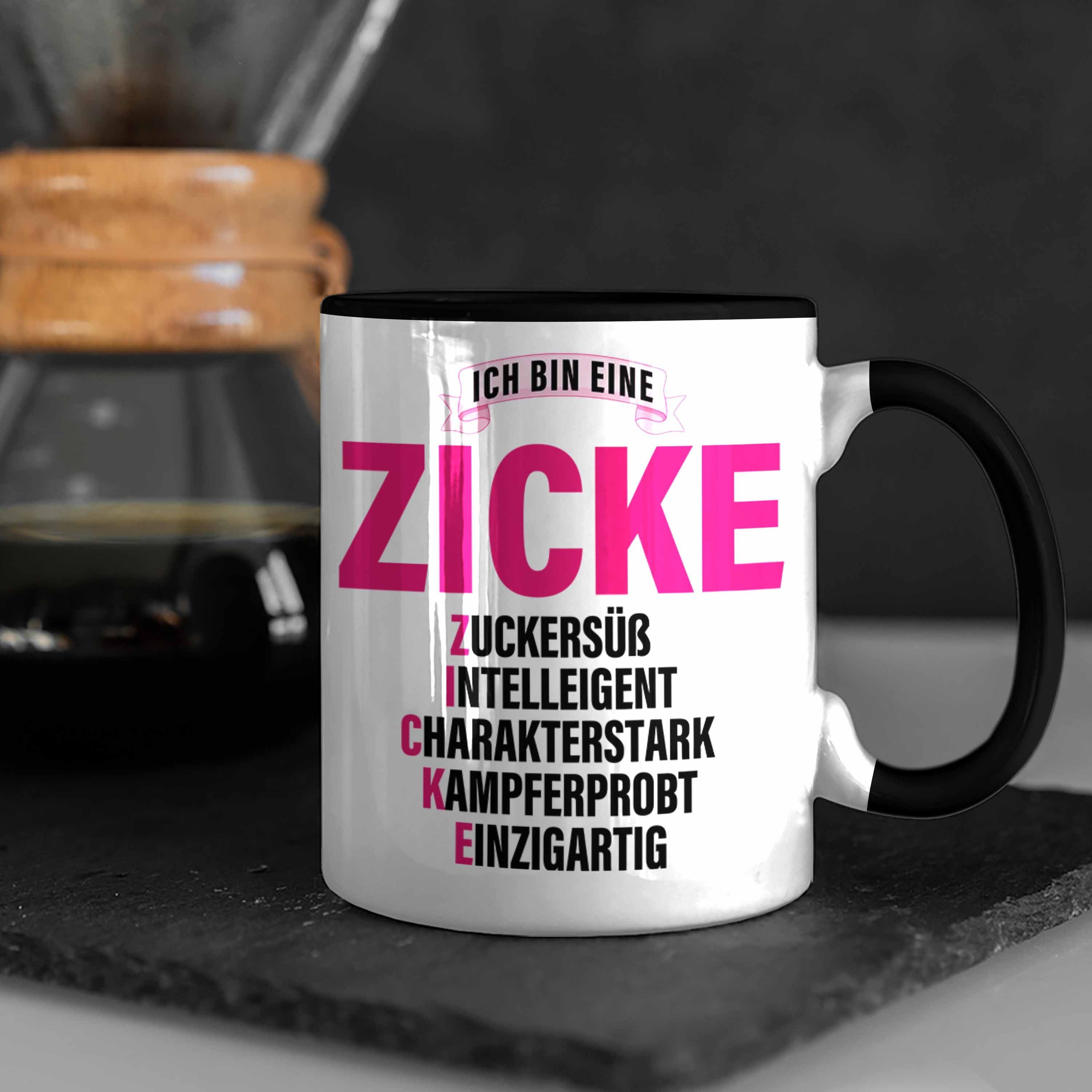 Frau Trendation Zicke Lustig Schwarz Kaffeetasse Frauen Tasse Pink Tasse Geschenk Trendation - für