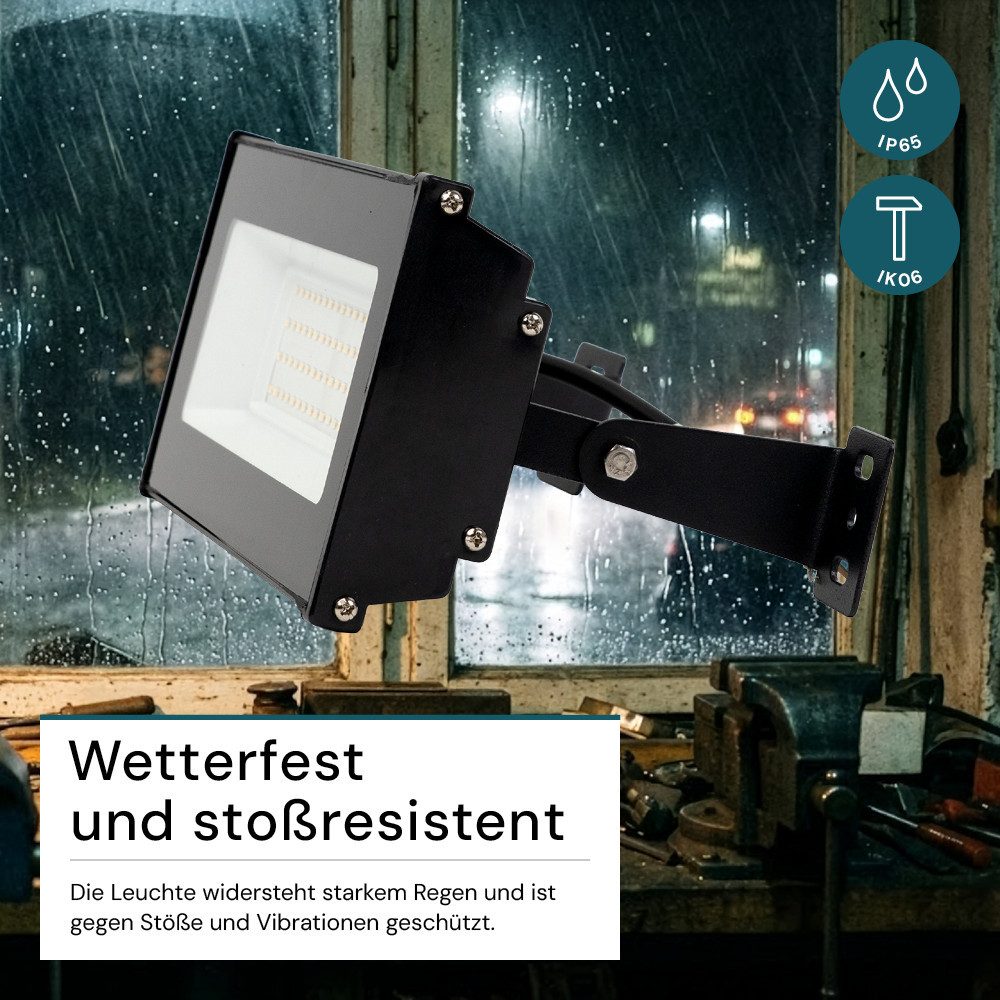 LUXULA LED Arbeitsleuchte LUXULA LED Hallenstrahler HighBay 50 W 4000 K Neutralweiß Schwarz, LED fest integriert, Neutralweiß